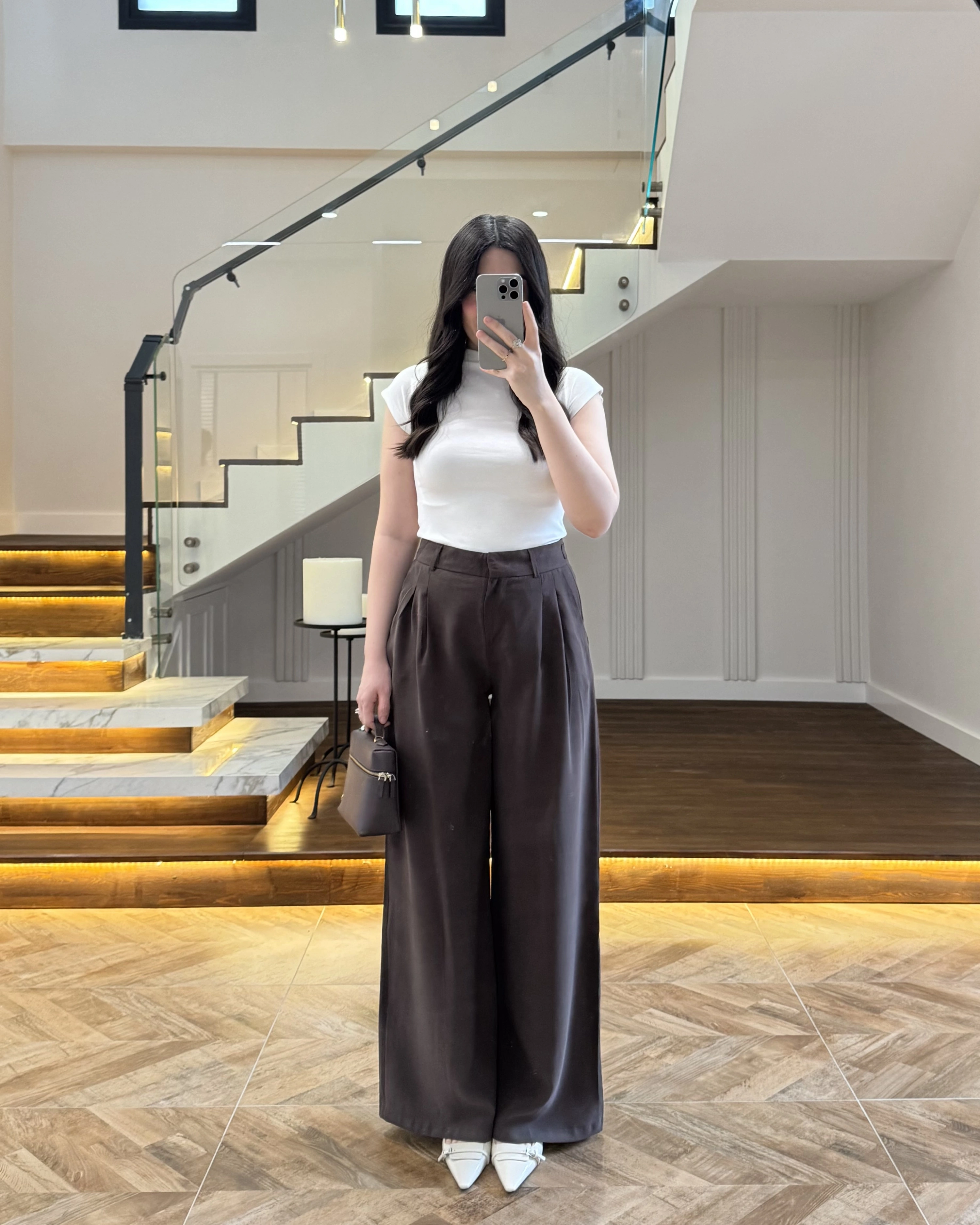 KAHVE GENİŞ PAÇA PALAZZO PANTOLON-3867