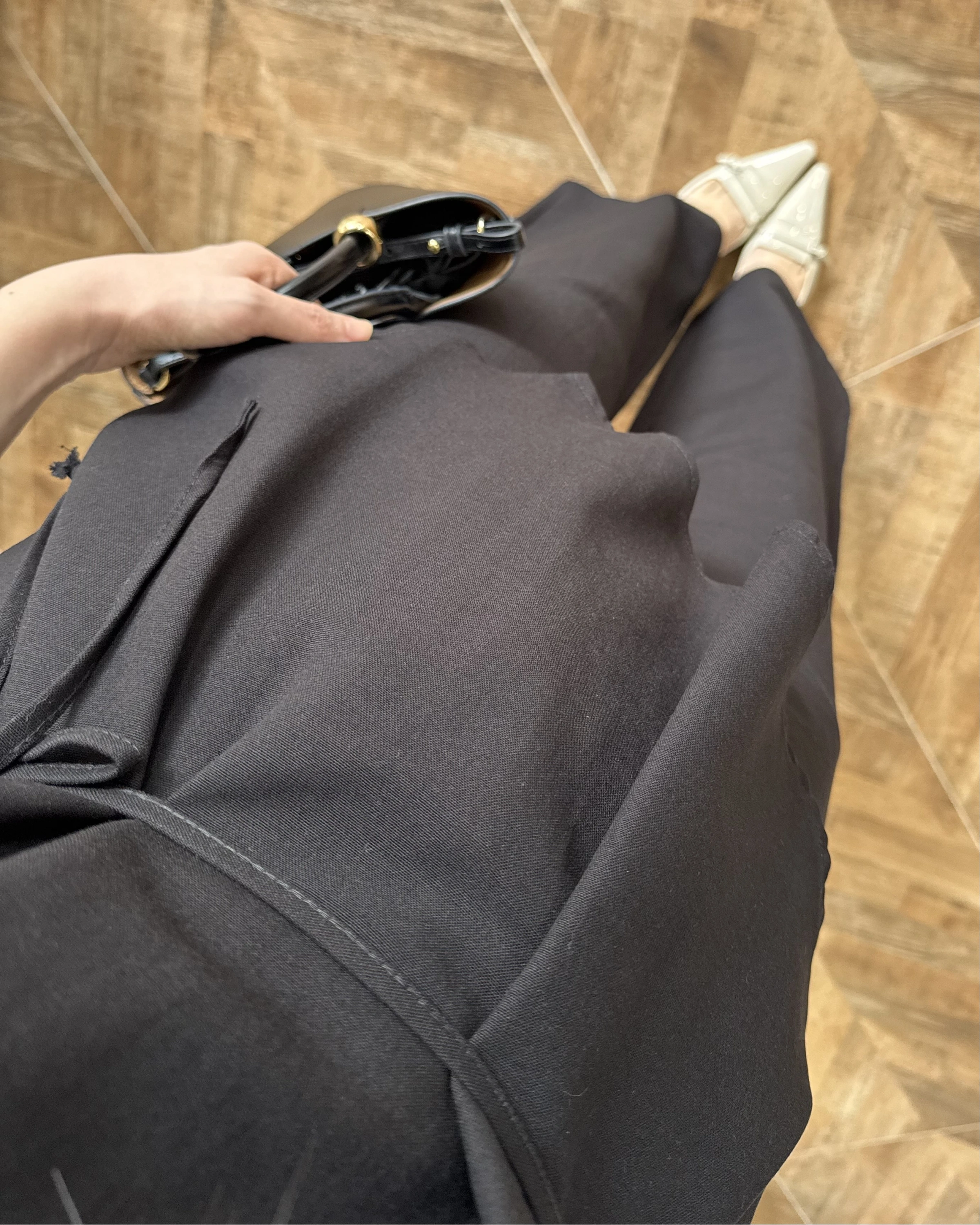 SİYAH ASİMETRİK BLUZ PANTOLON TAKIM-8784