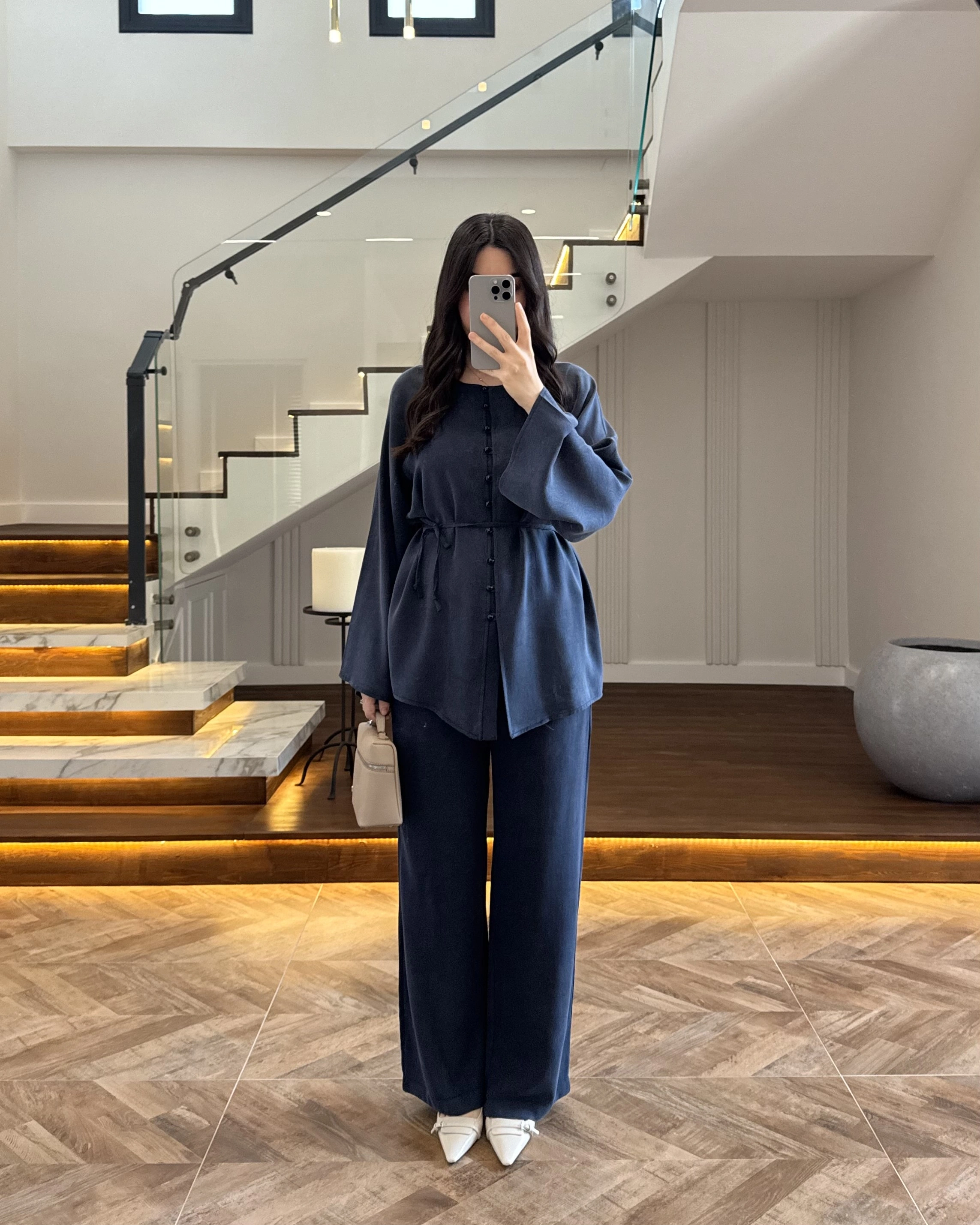 LACİVERT ÖNÜ DÜĞMELİ İTHAL TAKIM-9057