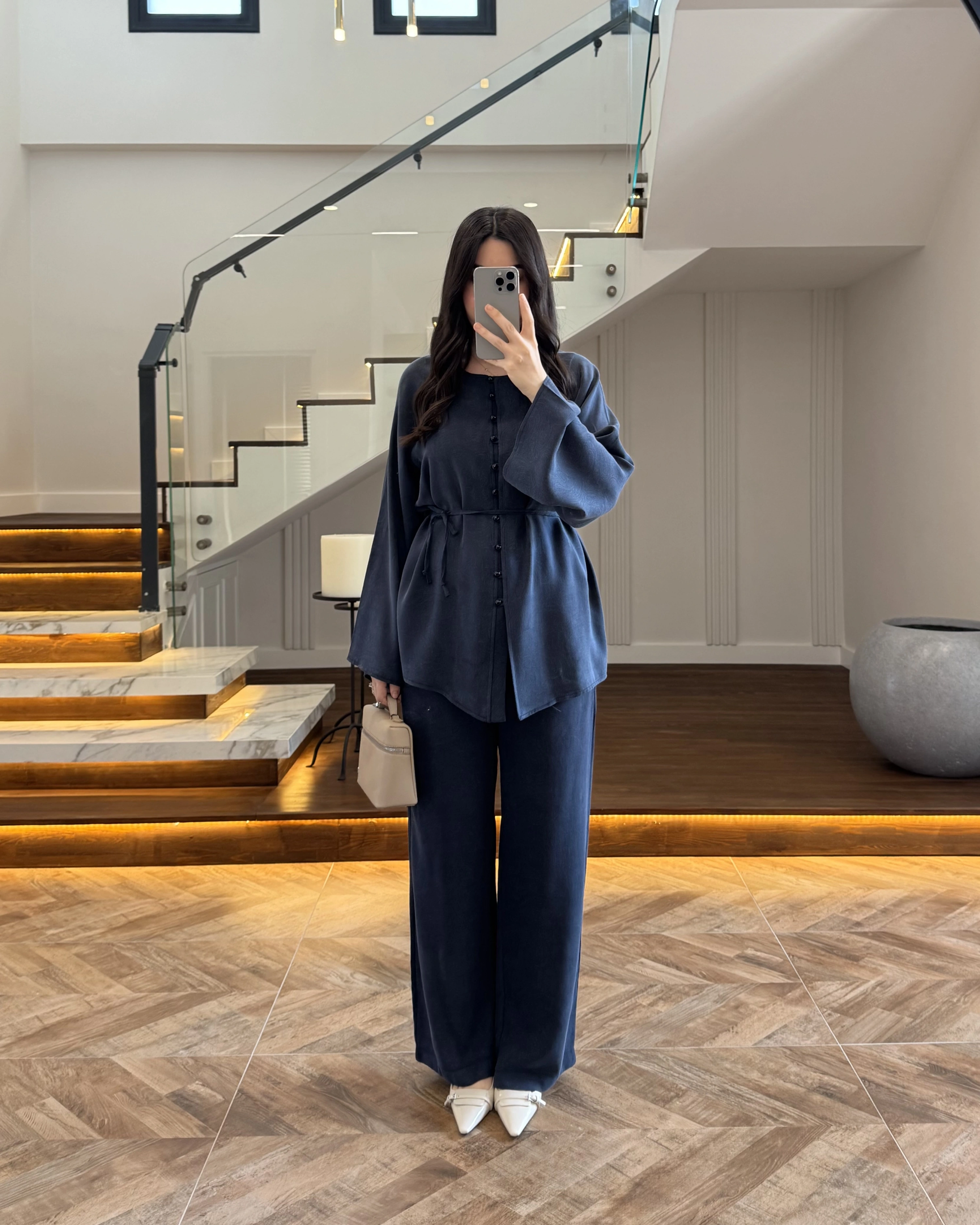 LACİVERT ÖNÜ DÜĞMELİ İTHAL TAKIM-9057