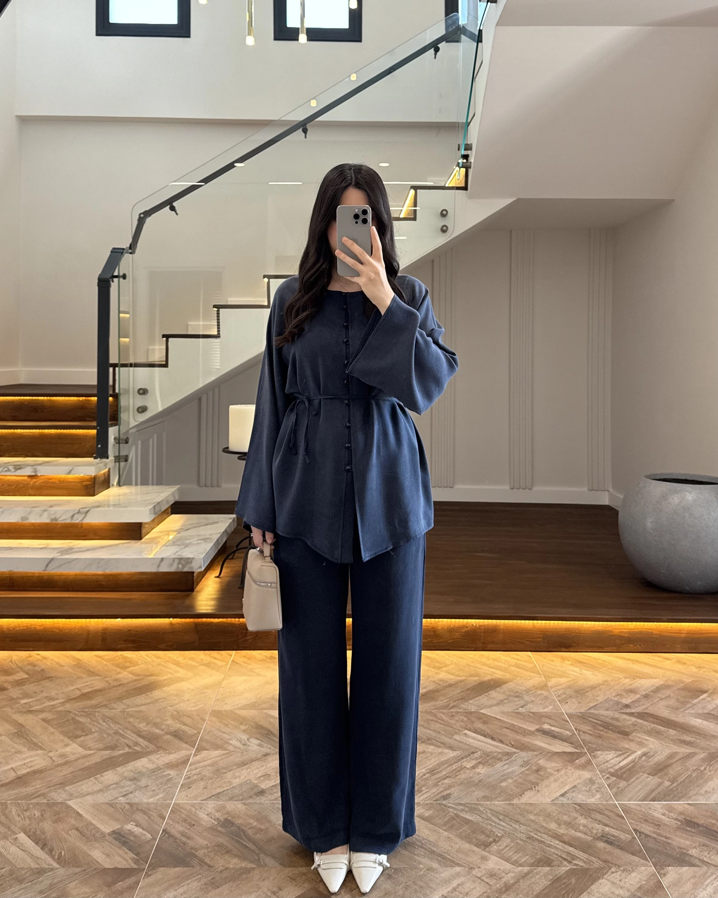 LACİVERT ÖNÜ DÜĞMELİ İTHAL TAKIM-9057