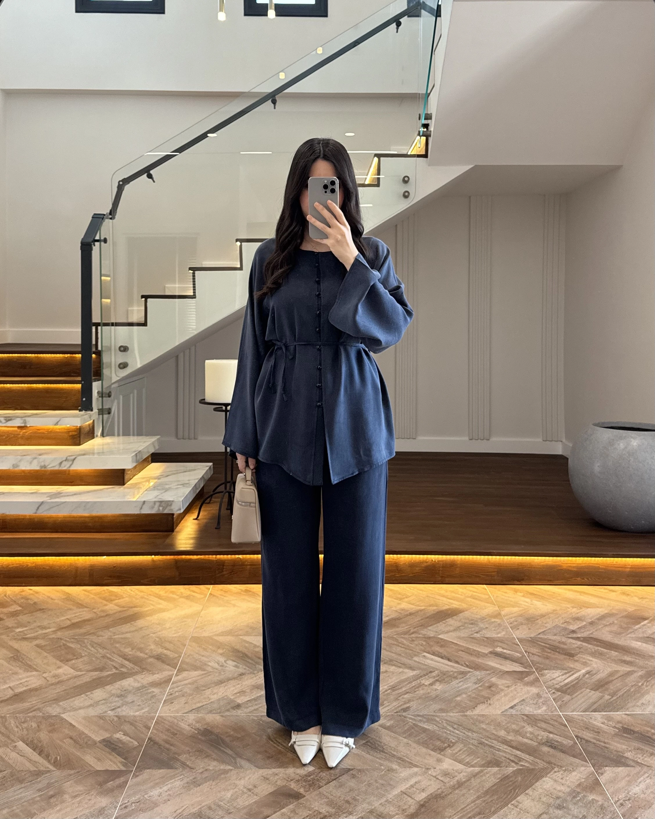 LACİVERT ÖNÜ DÜĞMELİ İTHAL TAKIM-9057