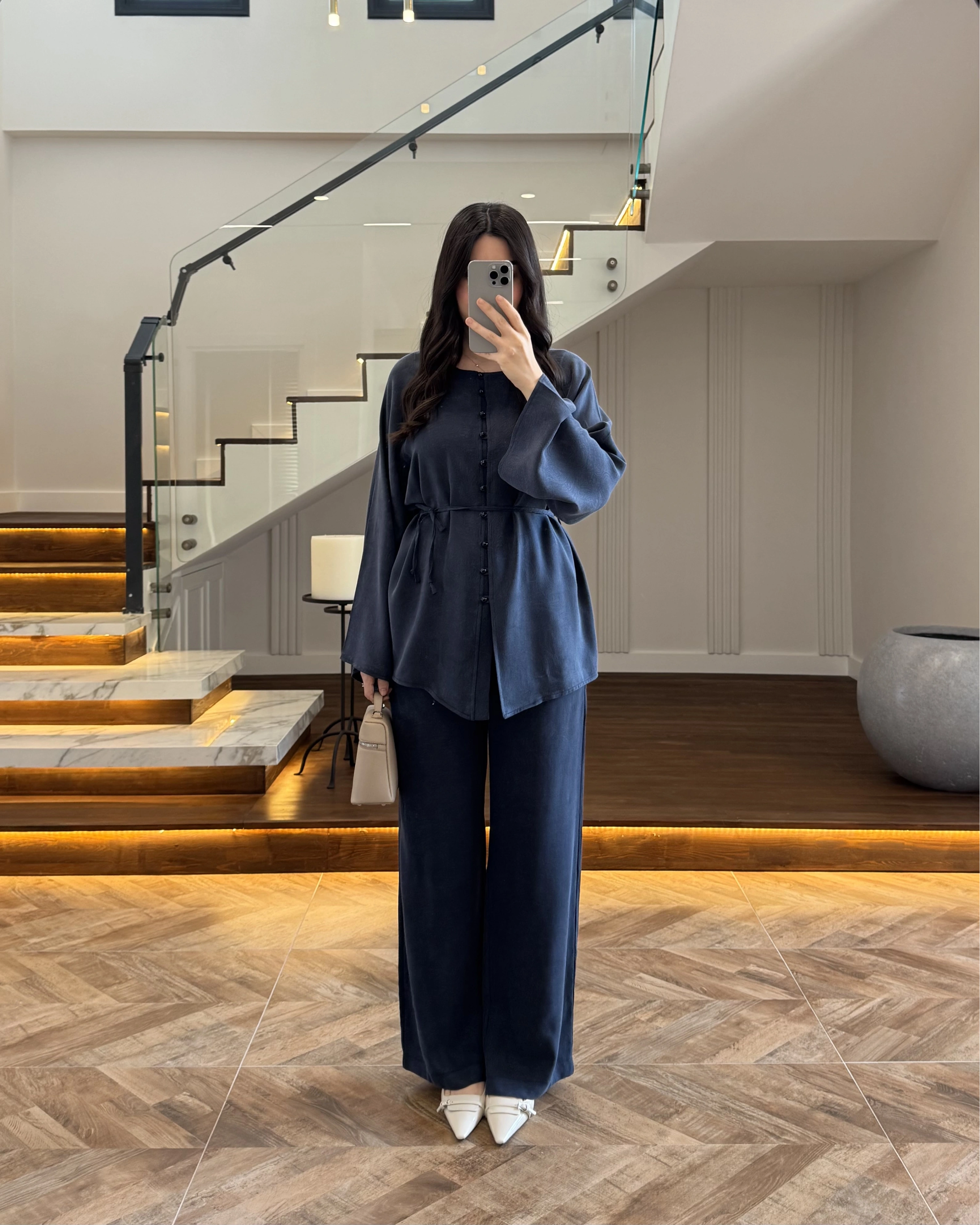LACİVERT ÖNÜ DÜĞMELİ İTHAL TAKIM-9057