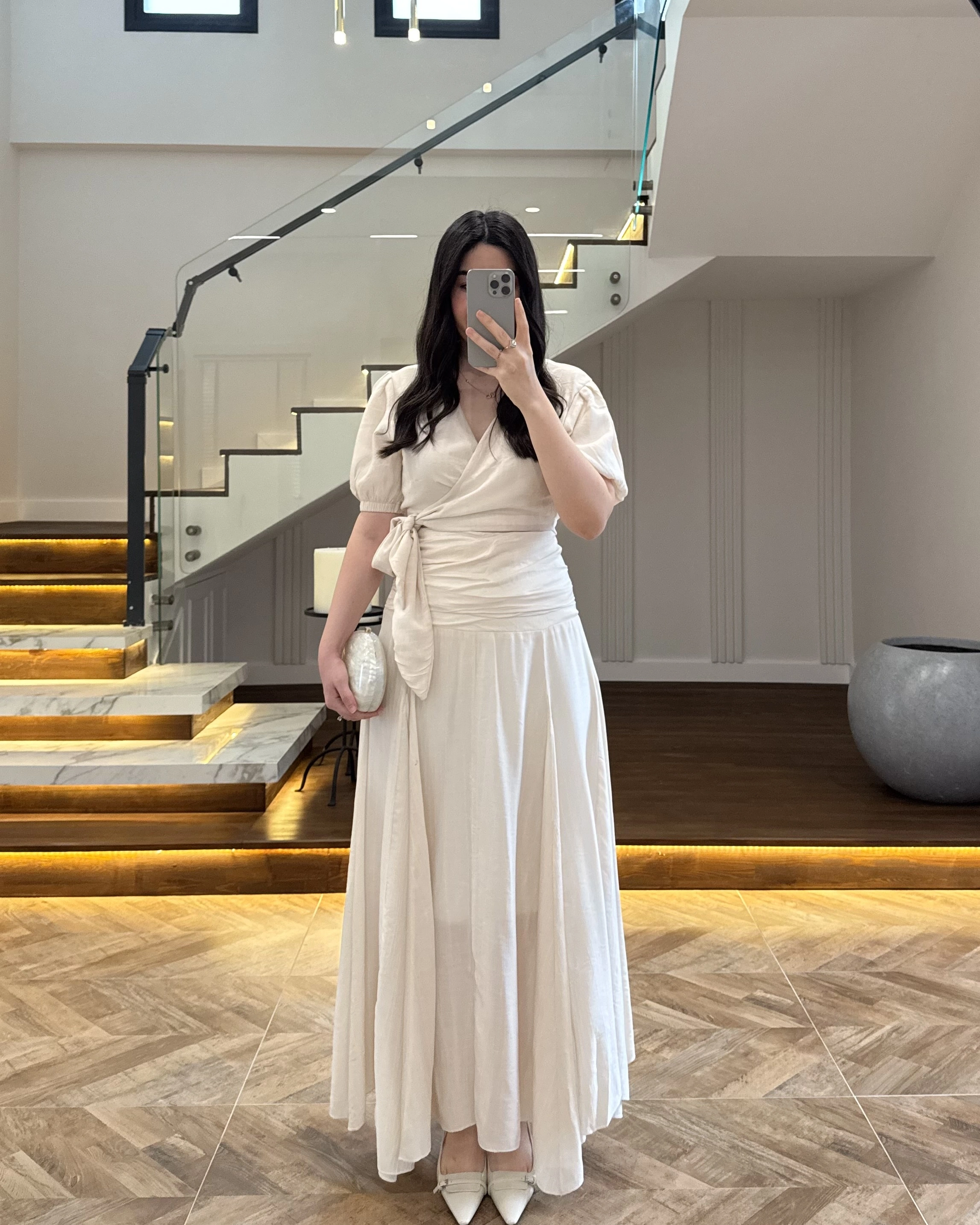 KRUVAZE BLUZ DRAPELİ ETEK TAKIM-260865
