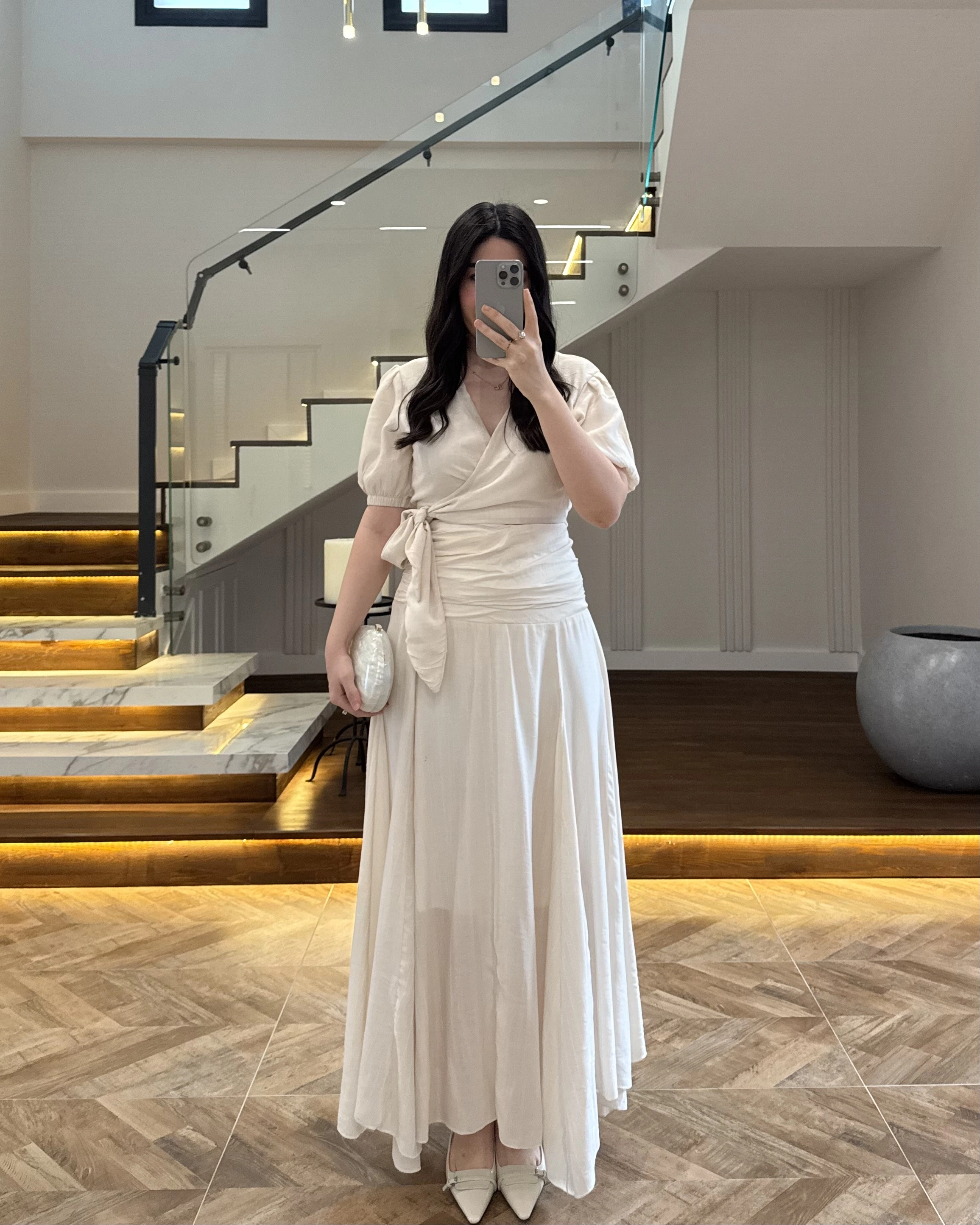KRUVAZE BLUZ DRAPELİ ETEK TAKIM-260865