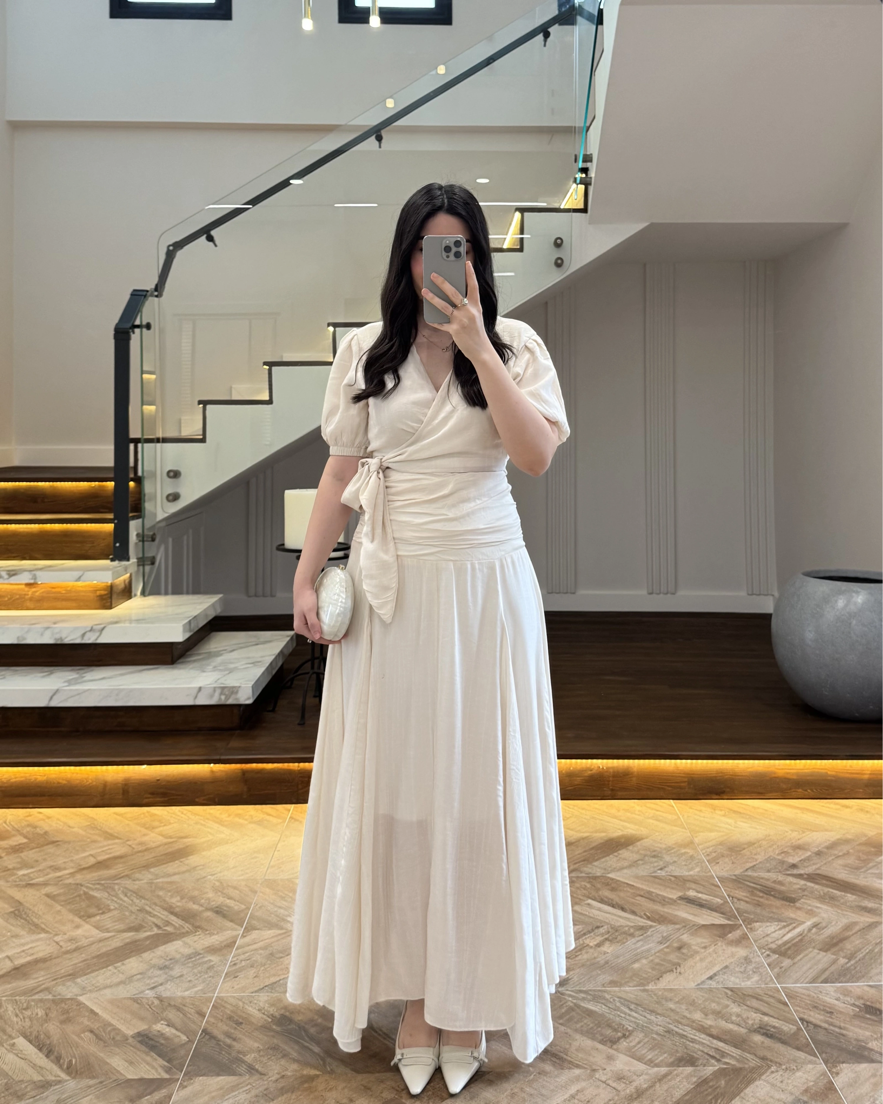 KRUVAZE BLUZ DRAPELİ ETEK TAKIM-260865