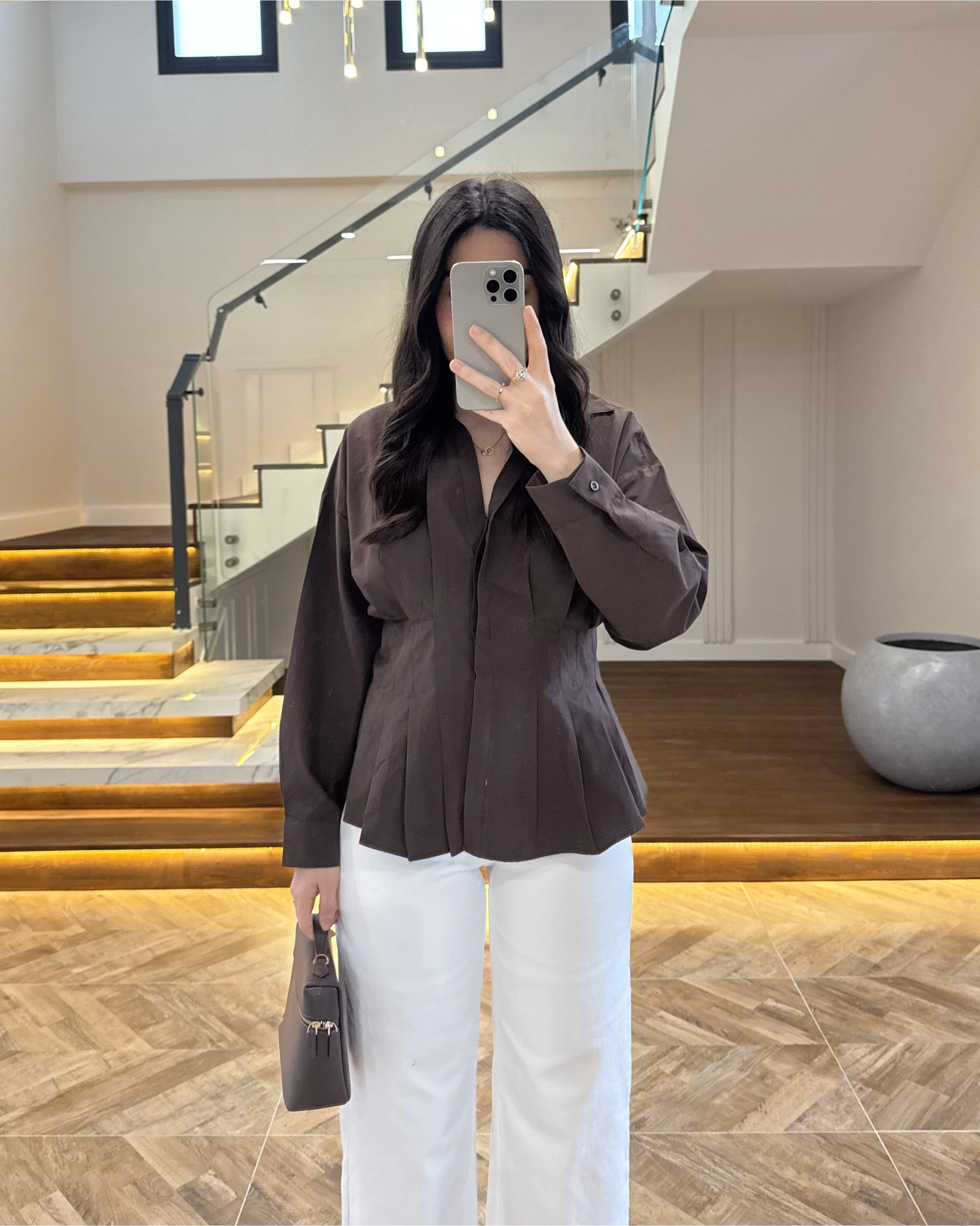 KAHVE PİLELİ GÖMLEK-263230