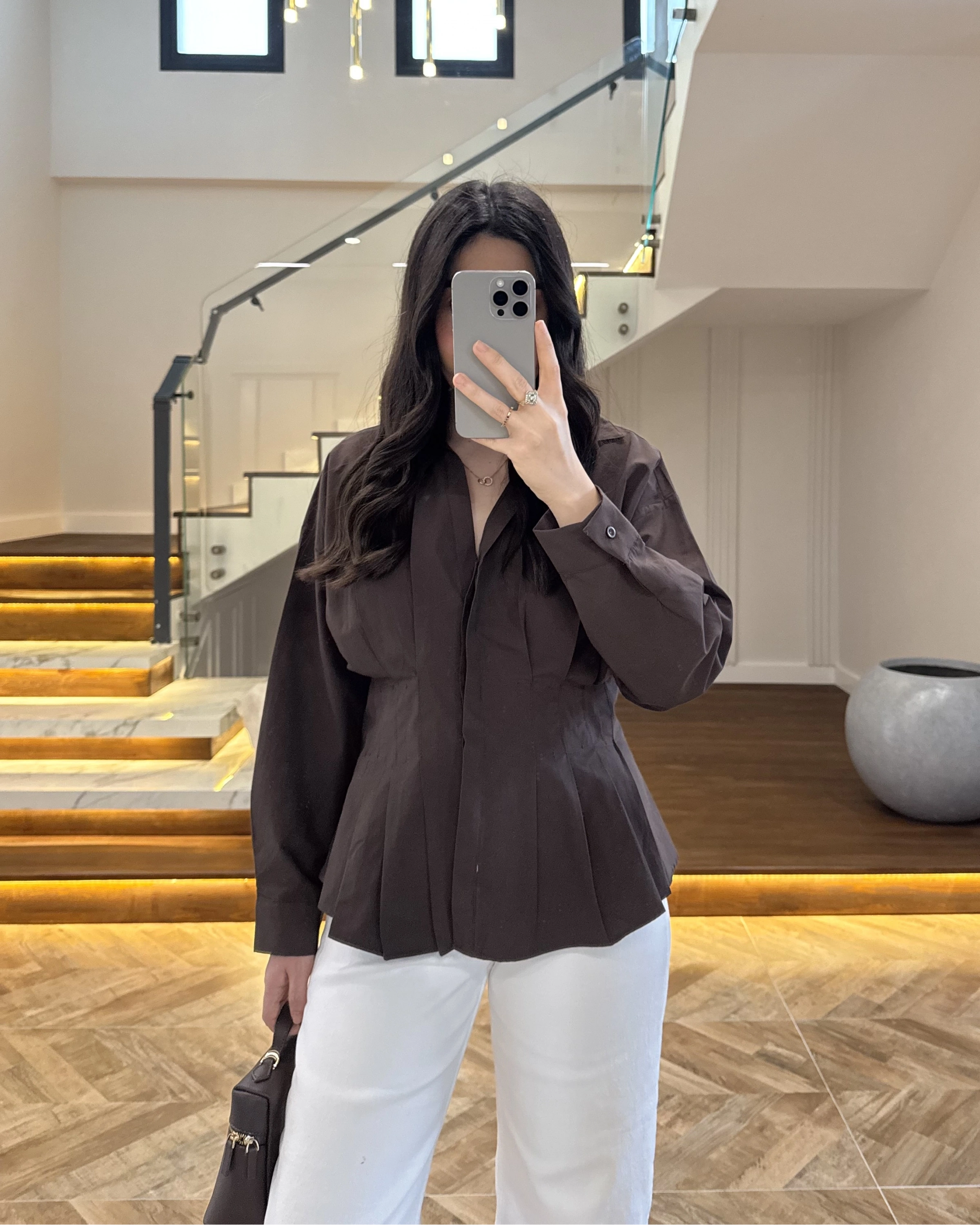 KAHVE PİLELİ GÖMLEK-263230