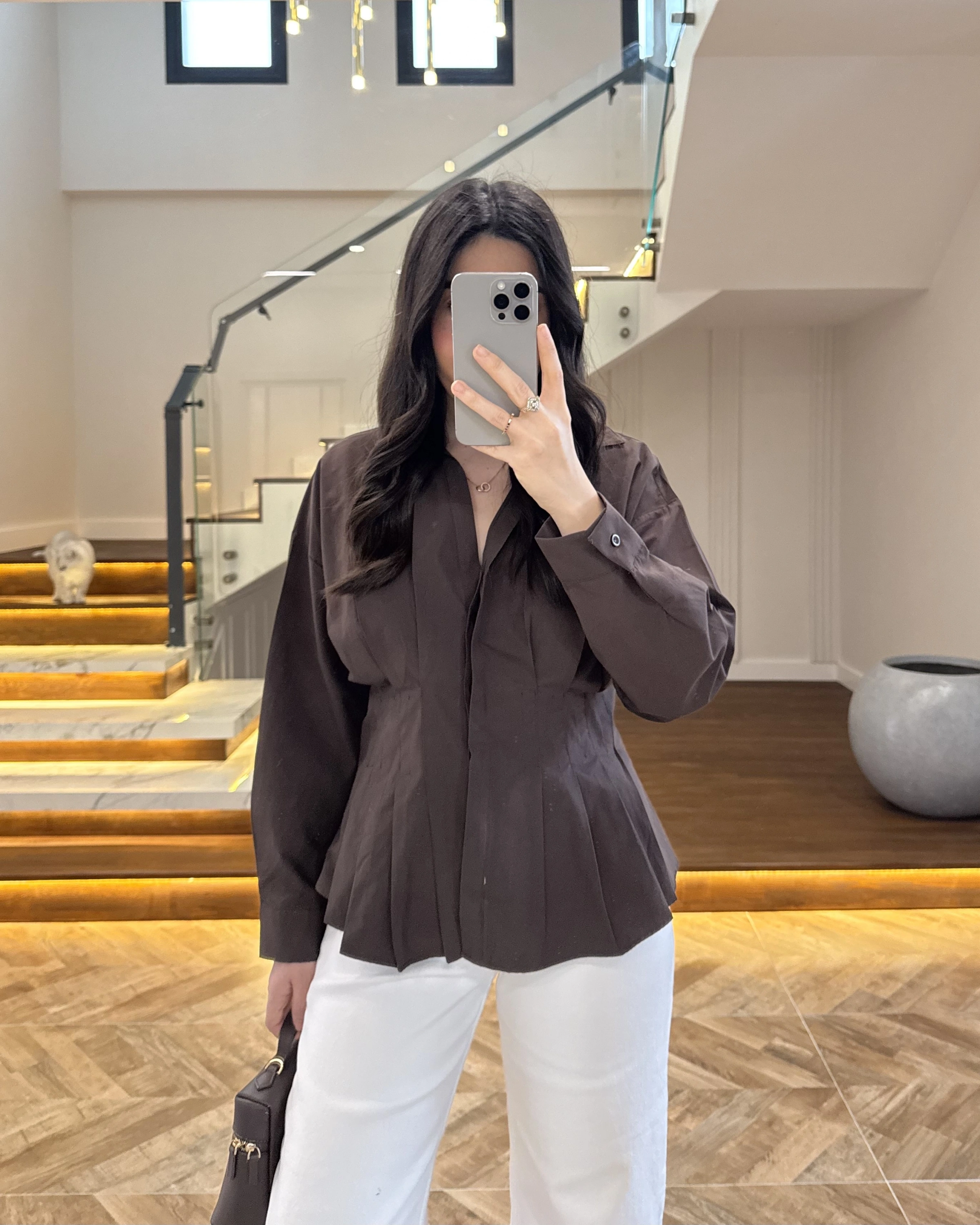 KAHVE PİLELİ GÖMLEK-263230