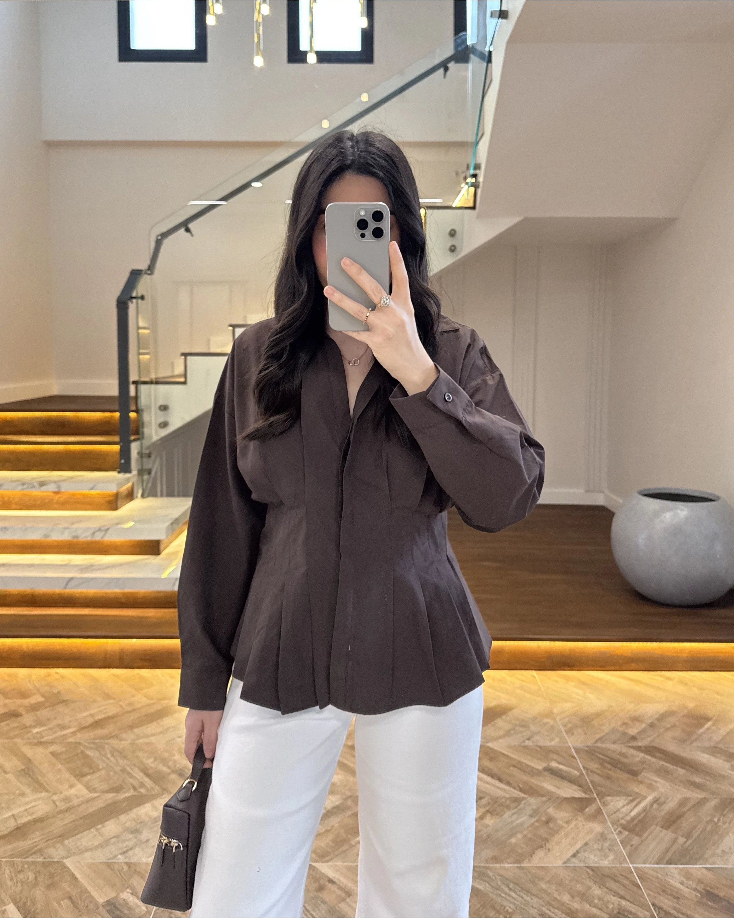 KAHVE PİLELİ GÖMLEK-263230