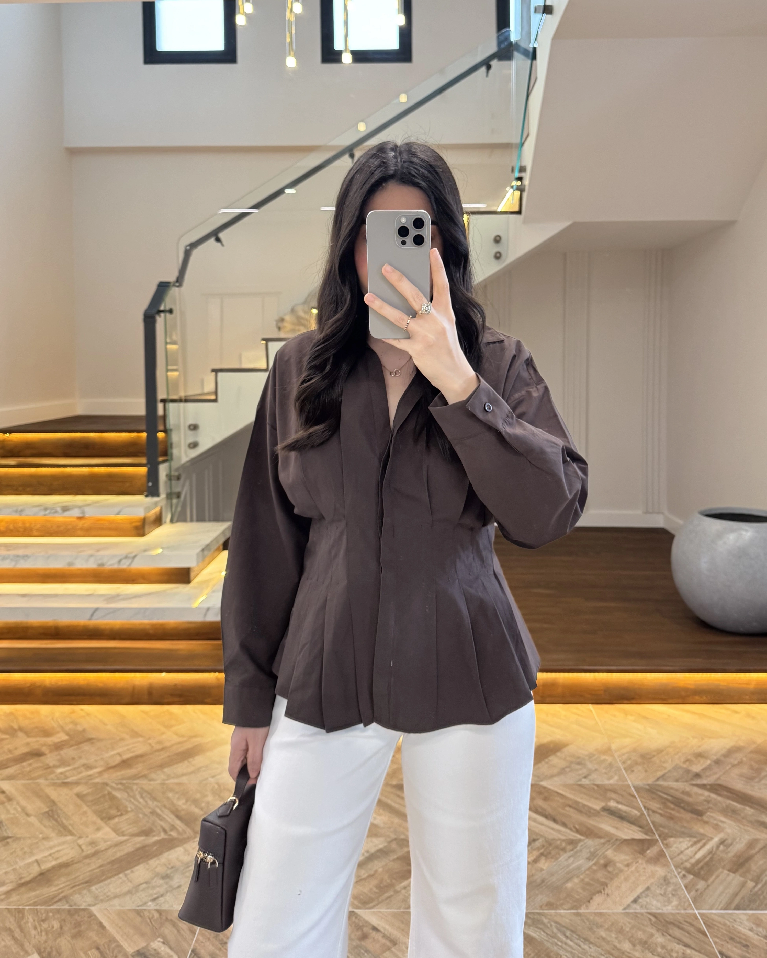 KAHVE PİLELİ GÖMLEK-263230
