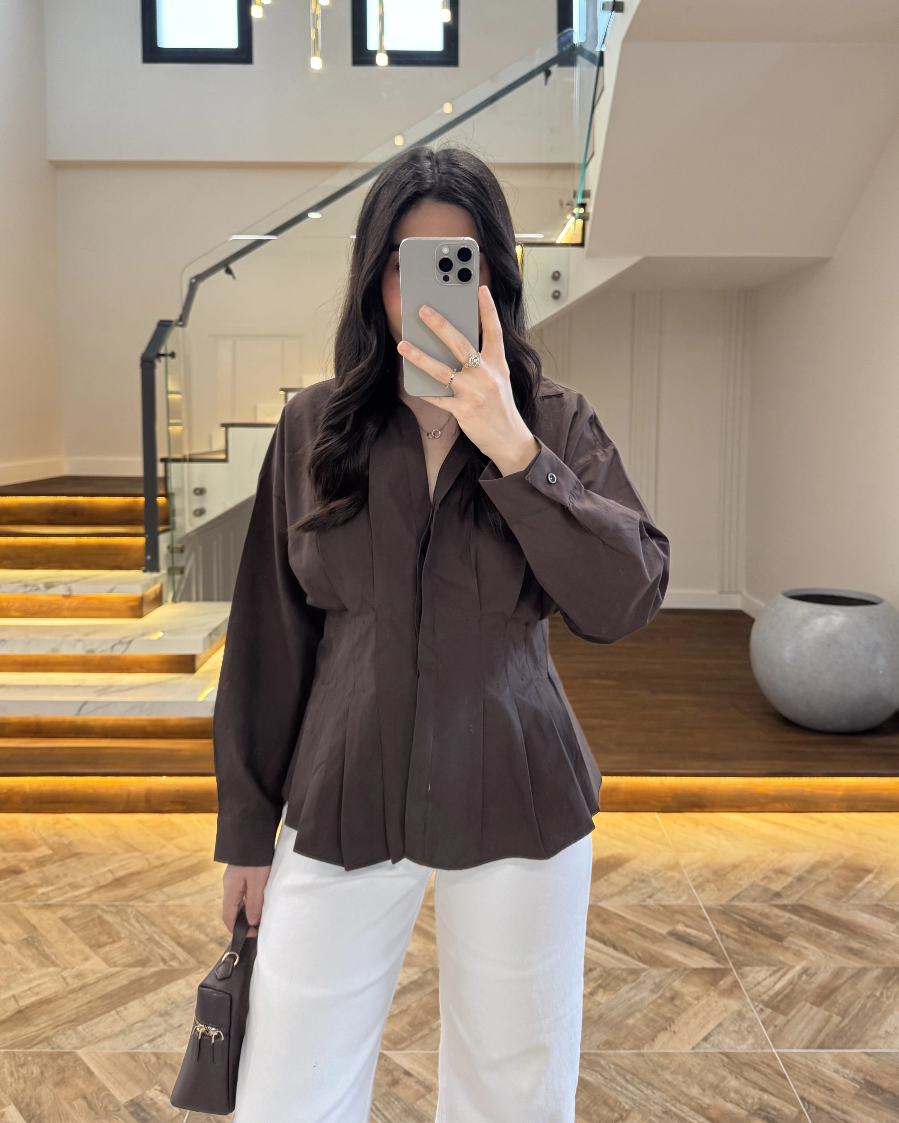 KAHVE PİLELİ GÖMLEK-263230