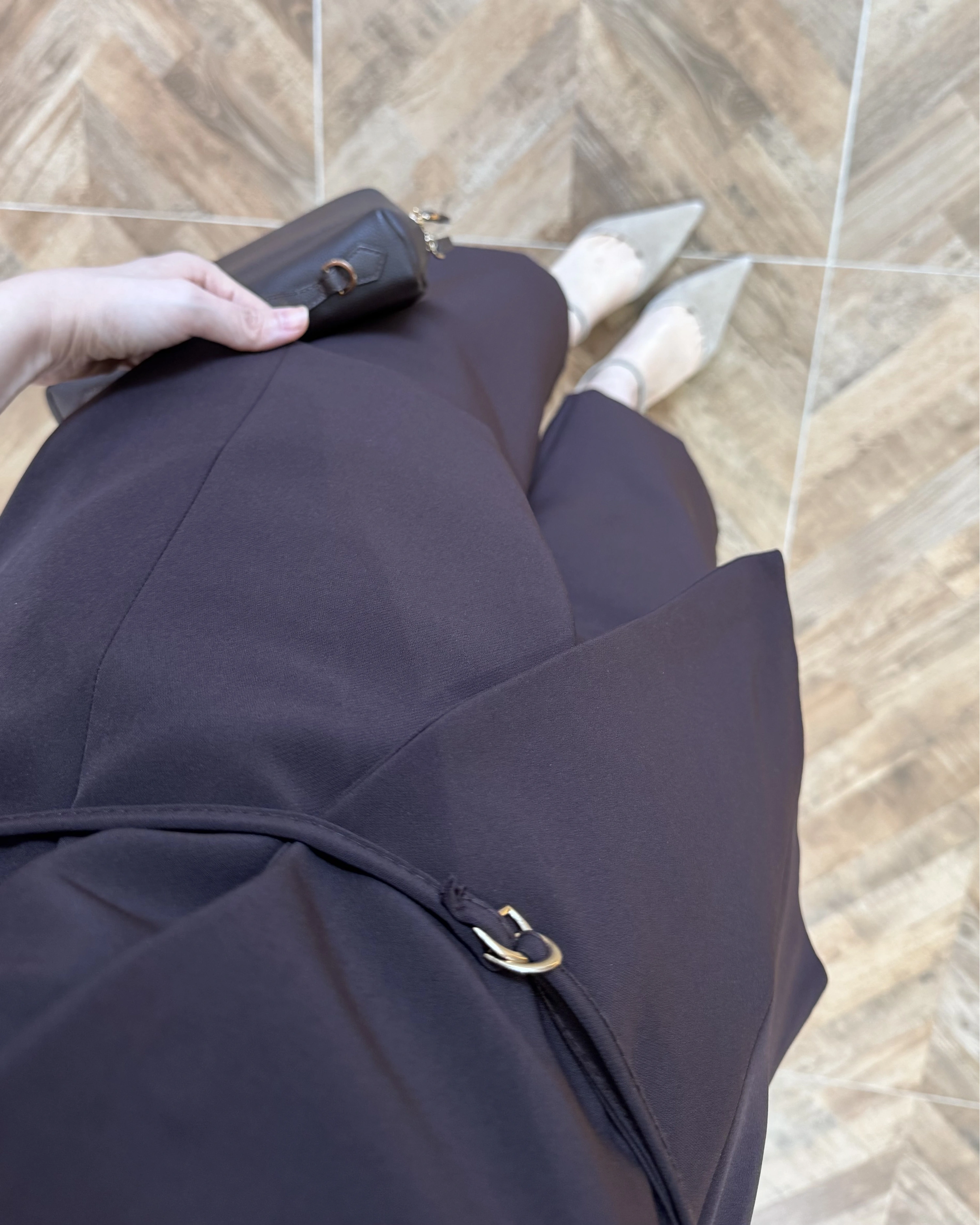 KAHVE SIFIR YAKA BAĞCIKLI YELEK PANTOLON TAKIM-267326