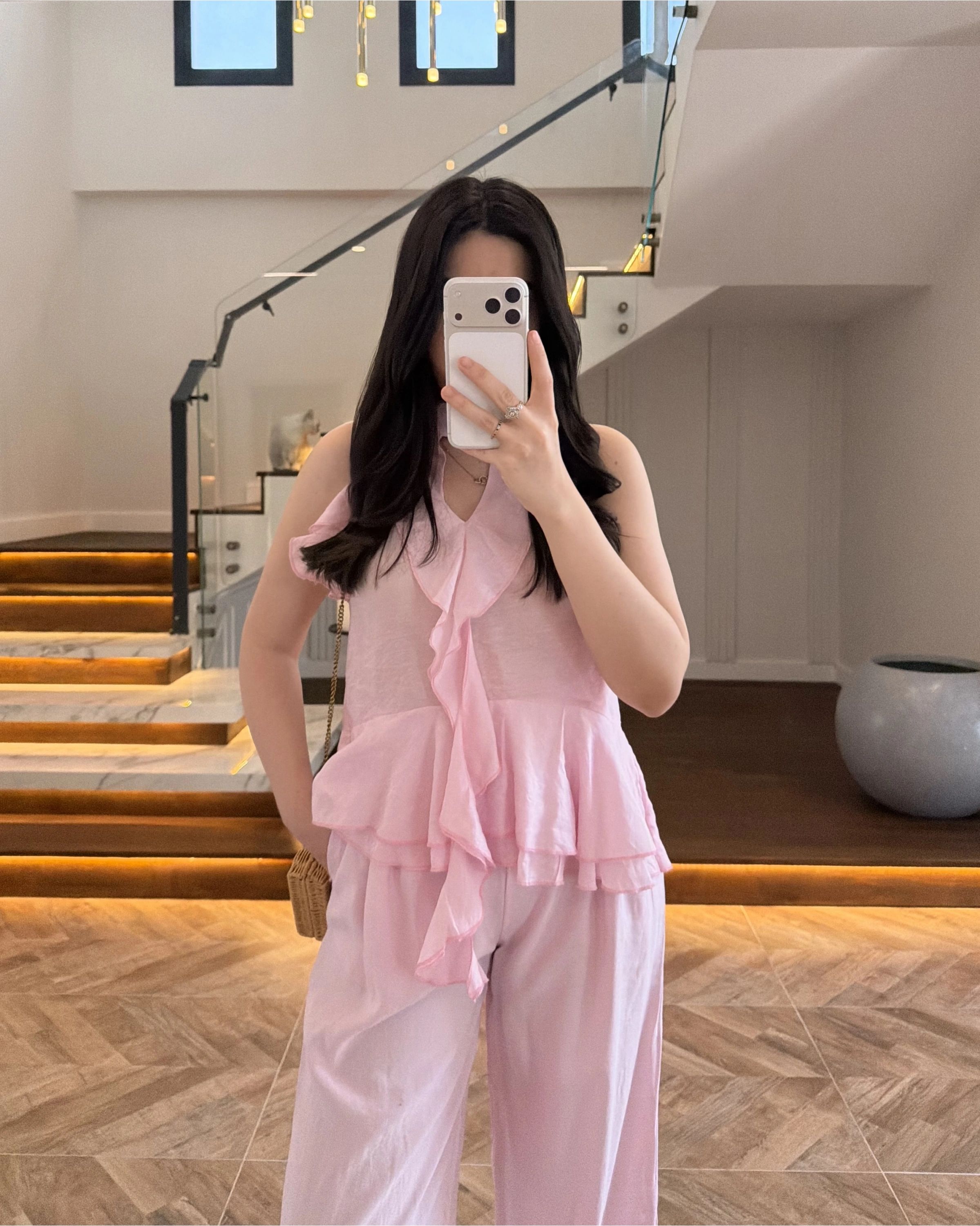 PEMBE YÜKSEK BEL MODAL PANTOLON -3720