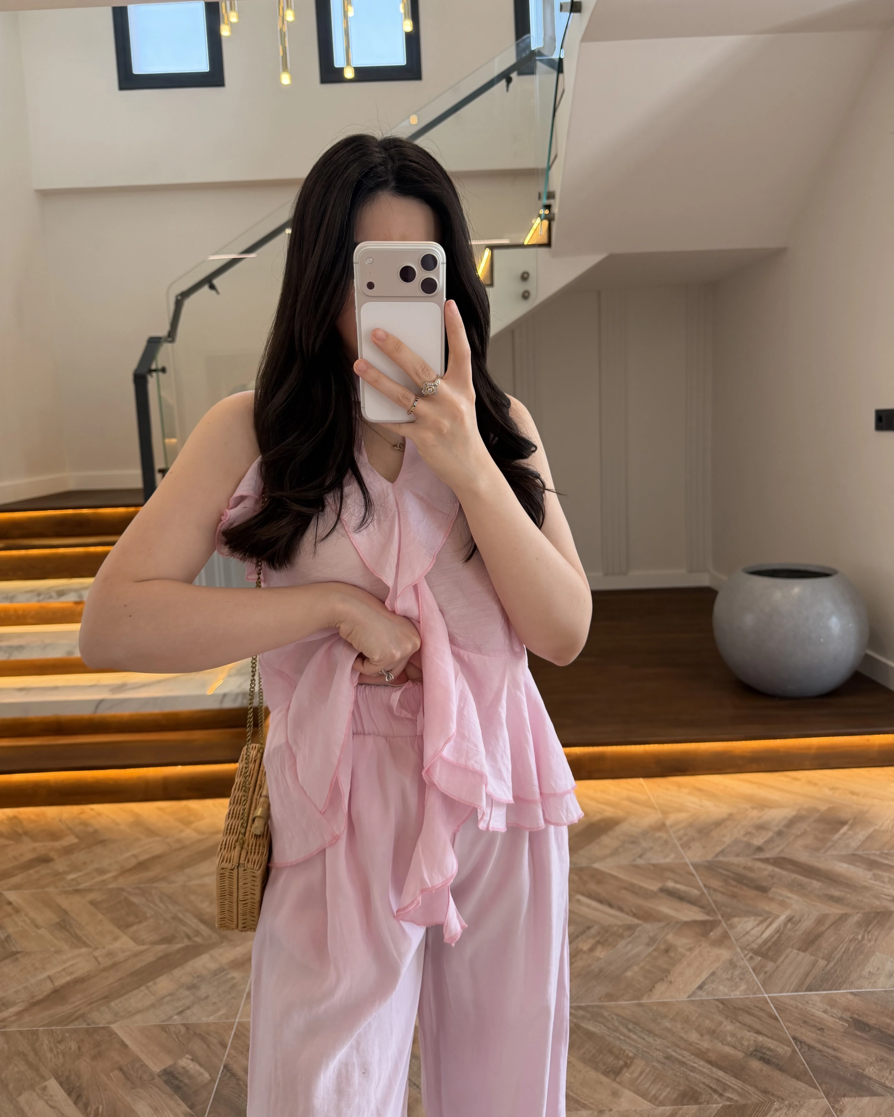 PEMBE YÜKSEK BEL MODAL PANTOLON -3720