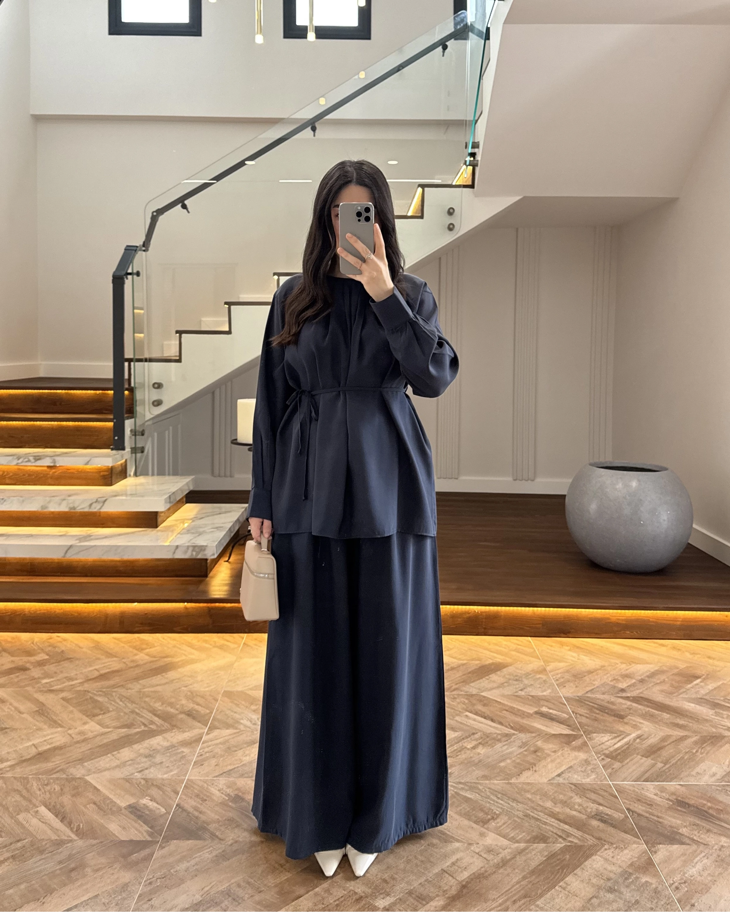 LACİVERT PİLELİ MODAL TAKIM-9093