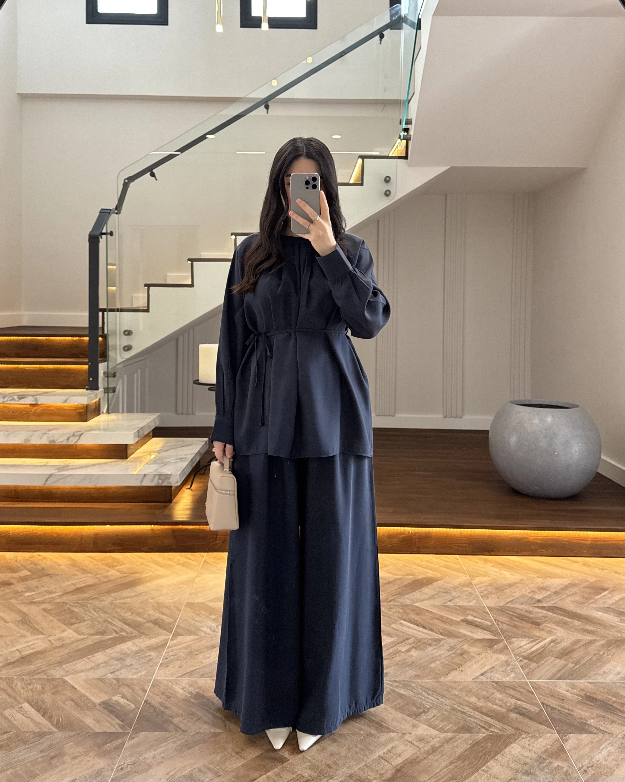 LACİVERT PİLELİ MODAL TAKIM-9093