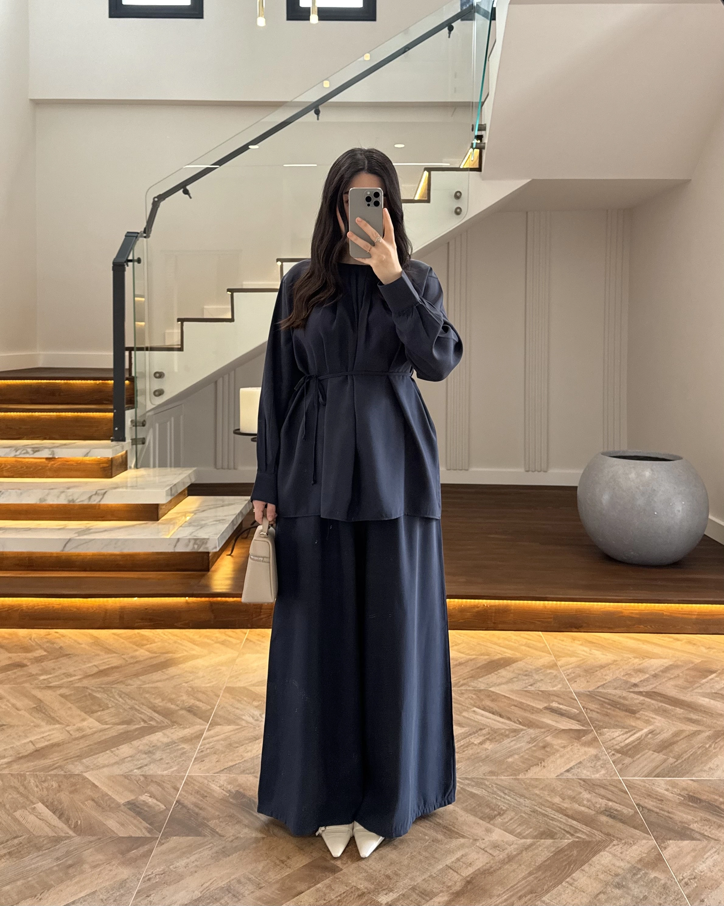 LACİVERT PİLELİ MODAL TAKIM-9093