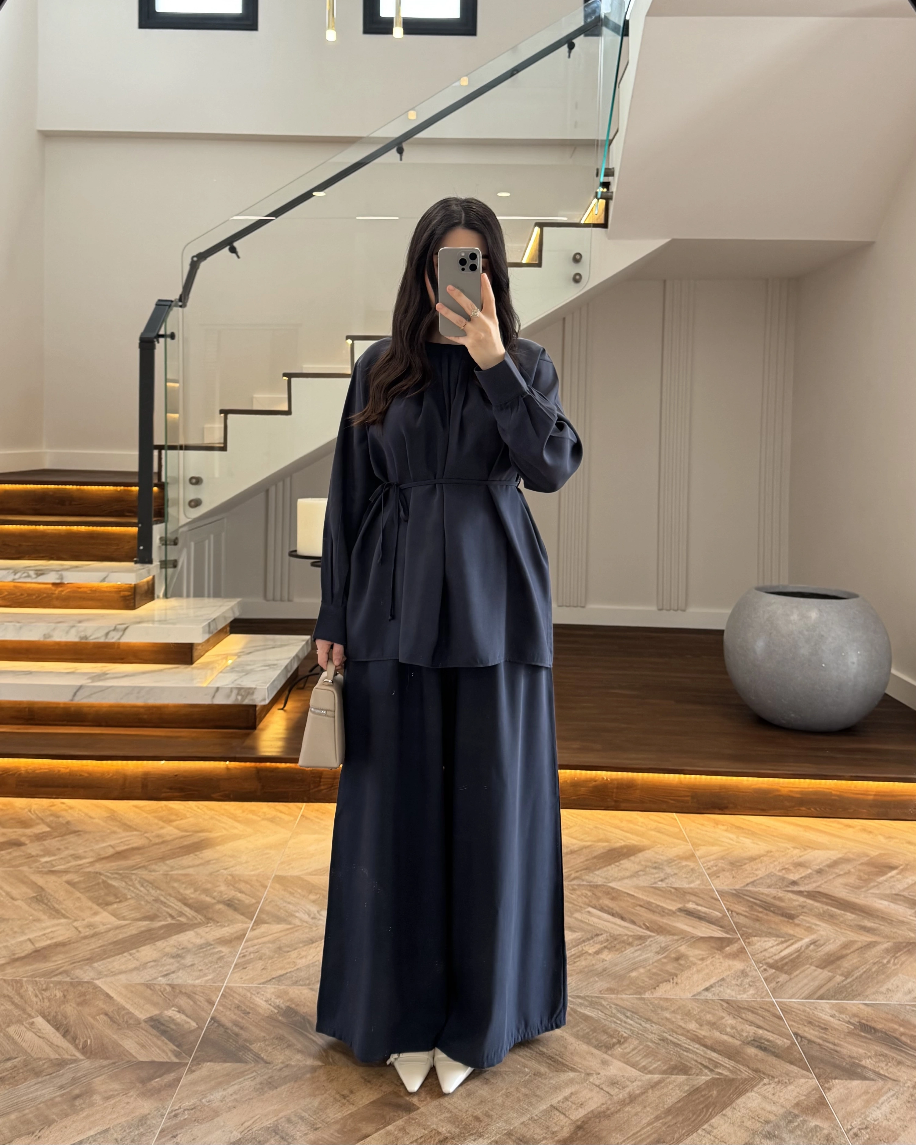 LACİVERT PİLELİ MODAL TAKIM-9093