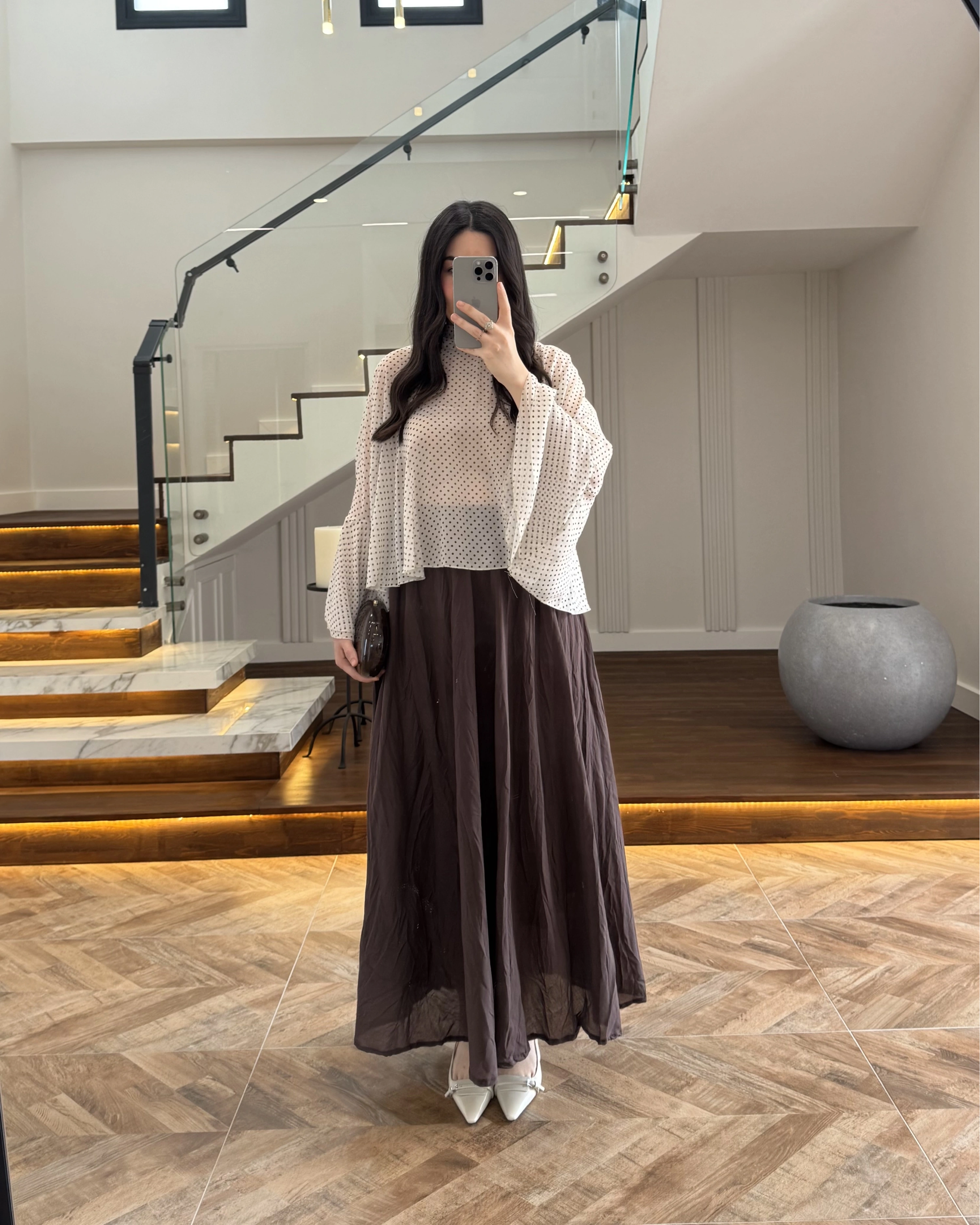 KAHVE PUANTİYELİ PANÇO BLUZ-5074