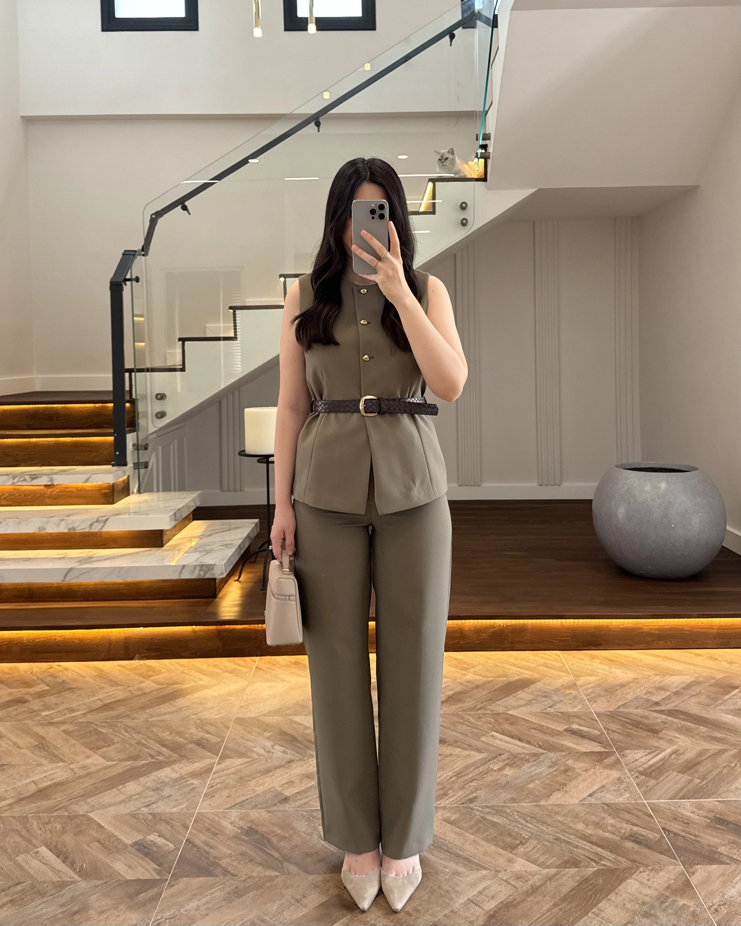 HAKİ YELEK İSPNYL PAÇA PANTOLON TAKIM- 8891