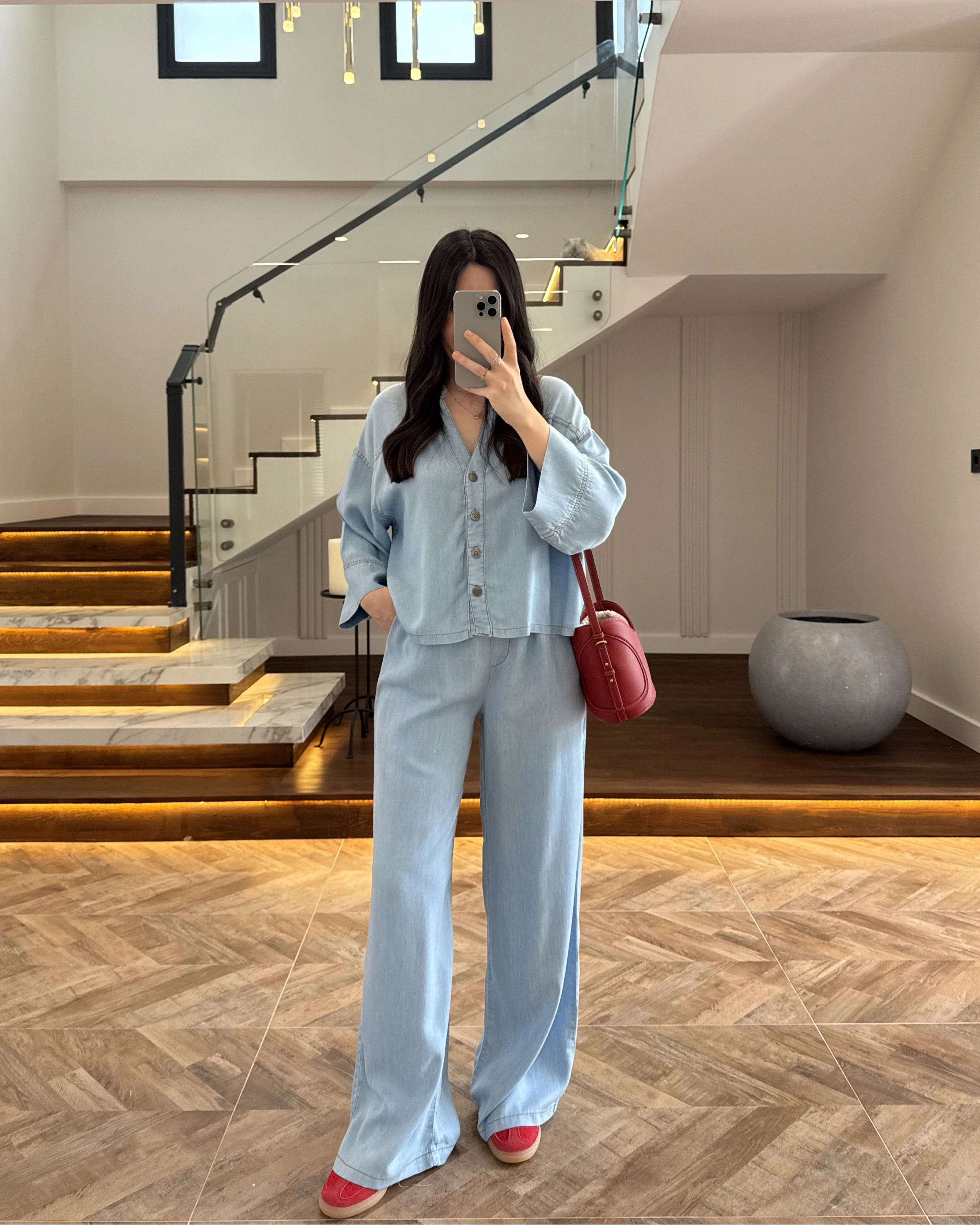 BUZ MAVİ YIKAMALI TENSEL TAKIM -37341