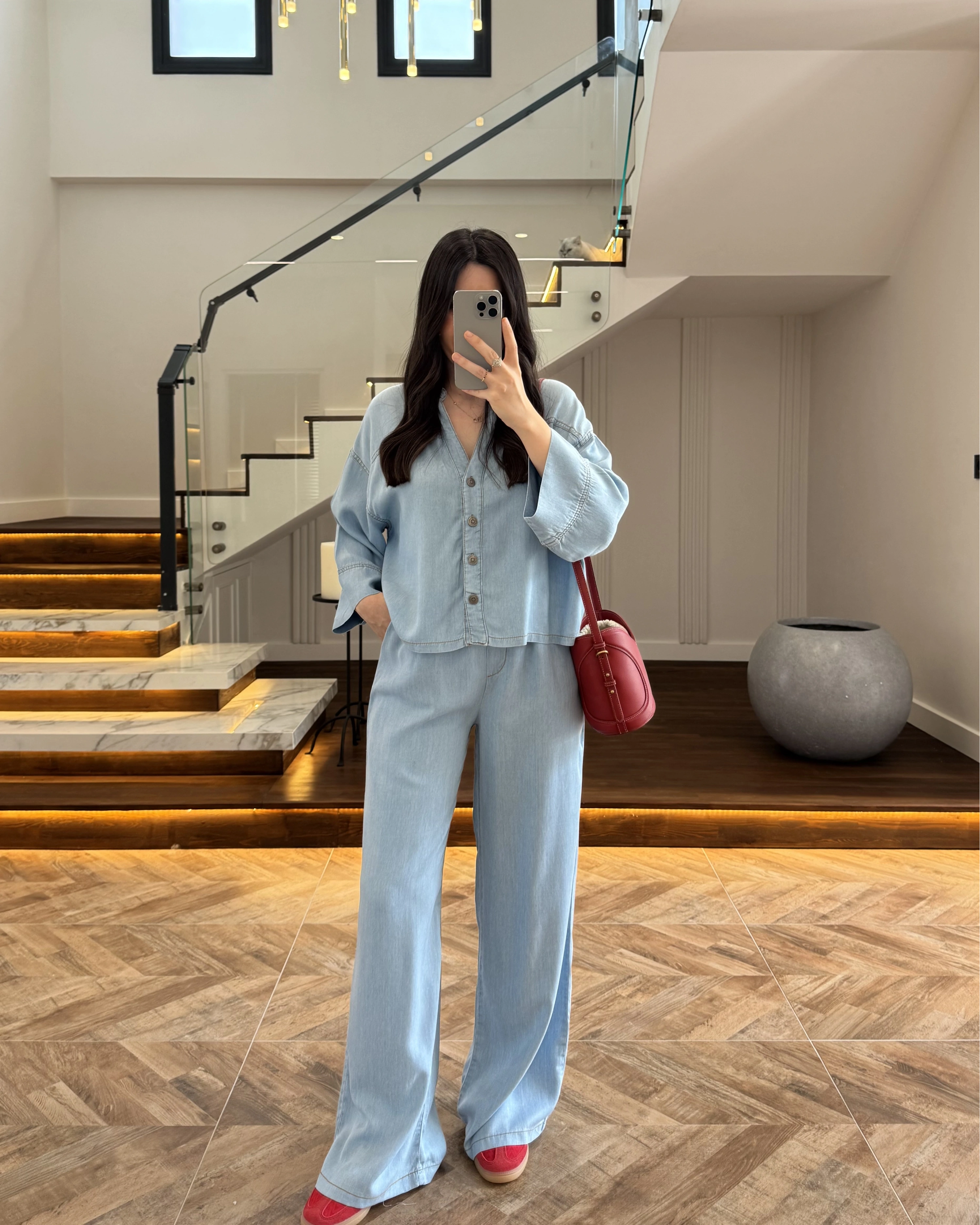 BUZ MAVİ YIKAMALI TENSEL TAKIM -37341