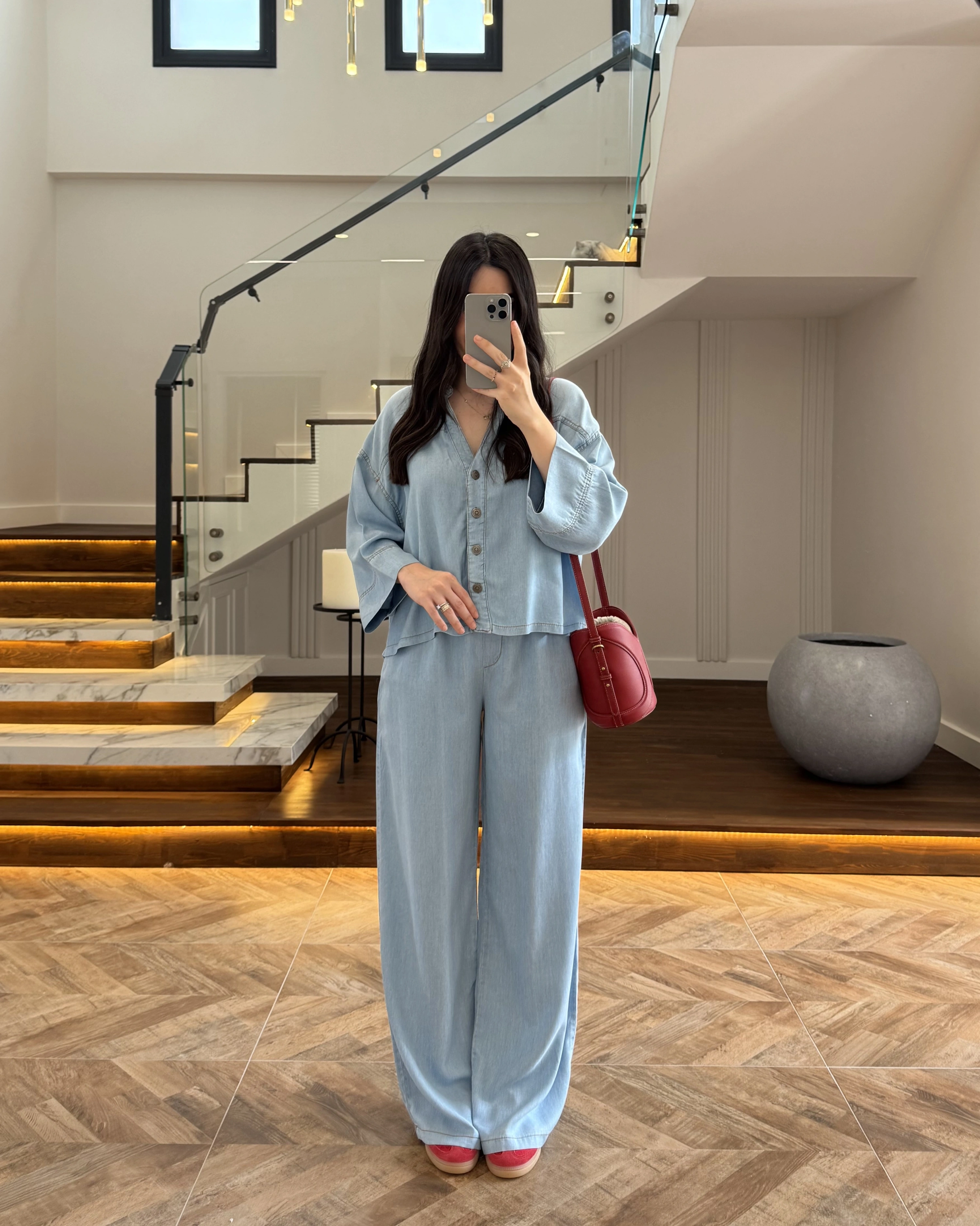 BUZ MAVİ YIKAMALI TENSEL TAKIM -37341