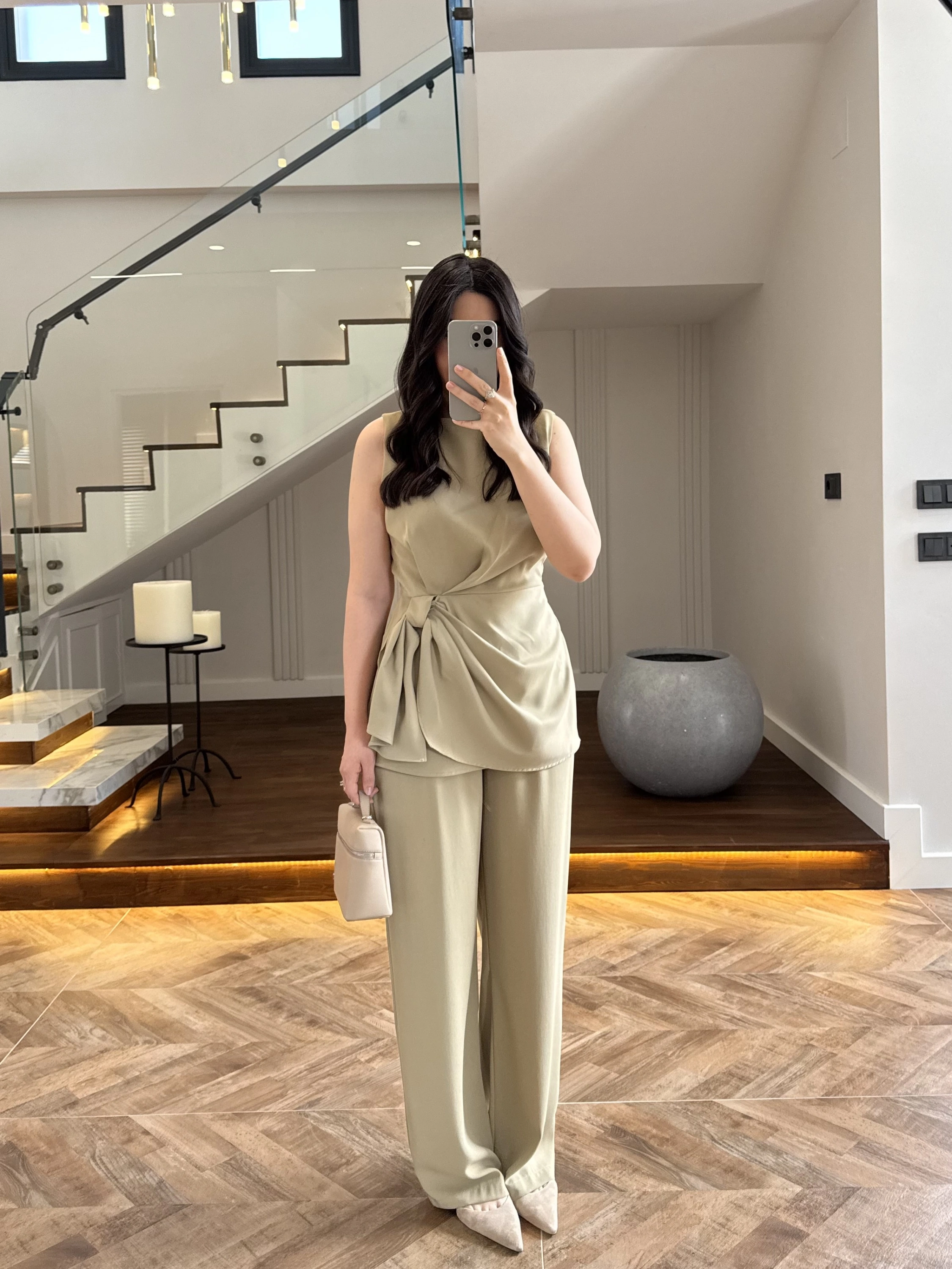 TASARIM BLUZ PANTOLON TAKIM MİNT-9083