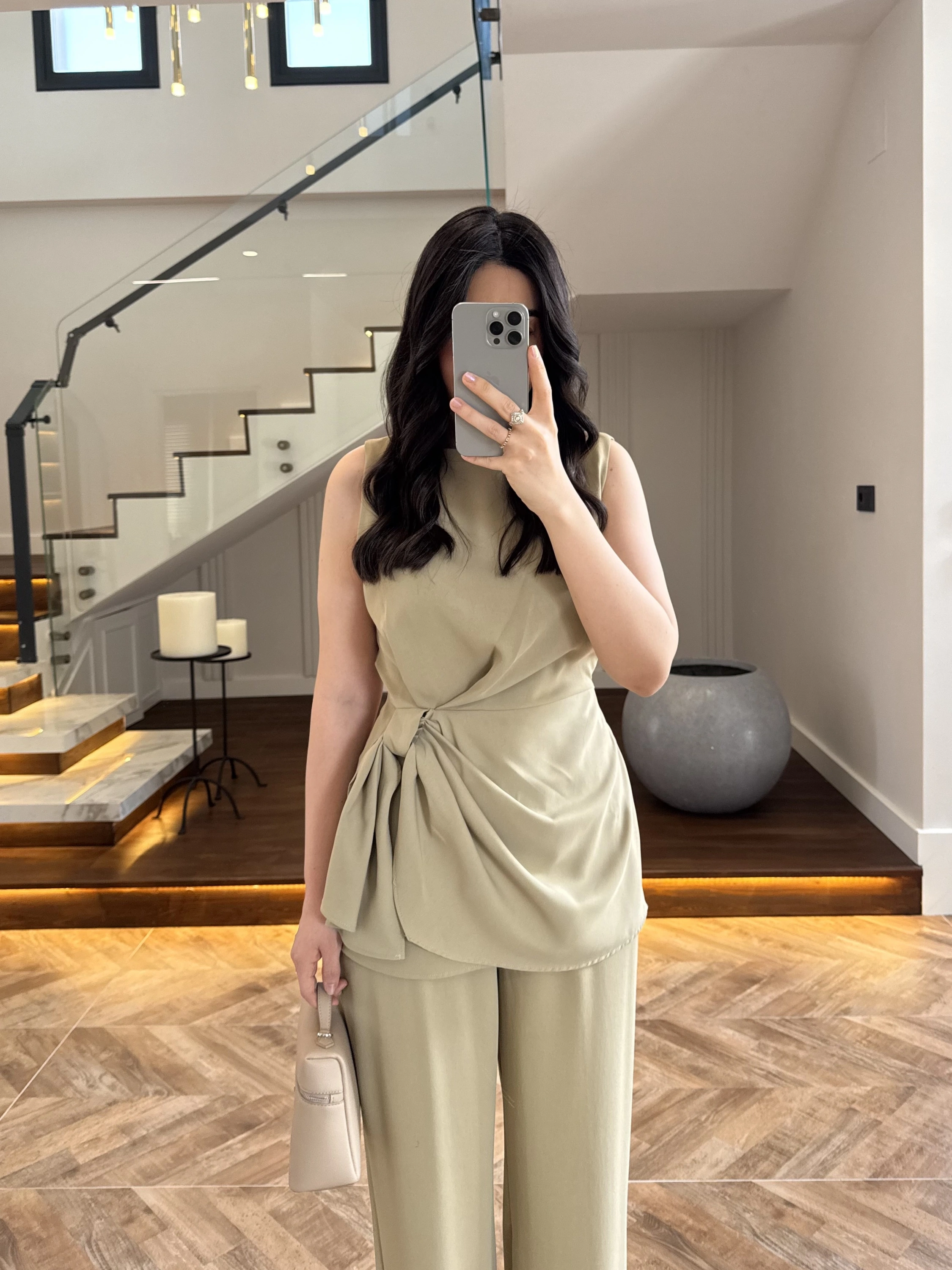 TASARIM BLUZ PANTOLON TAKIM MİNT-9083