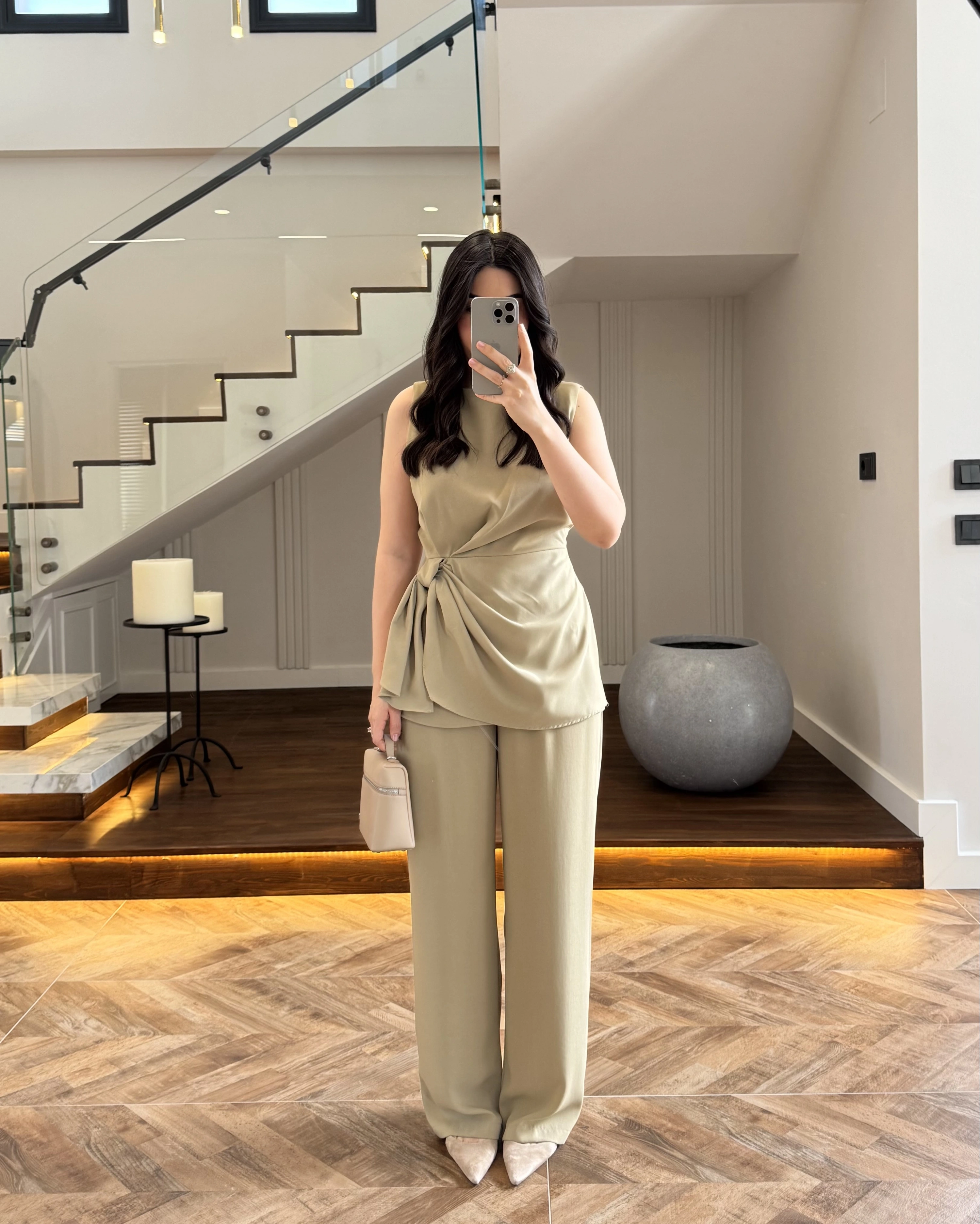 TASARIM BLUZ PANTOLON TAKIM MİNT-9083