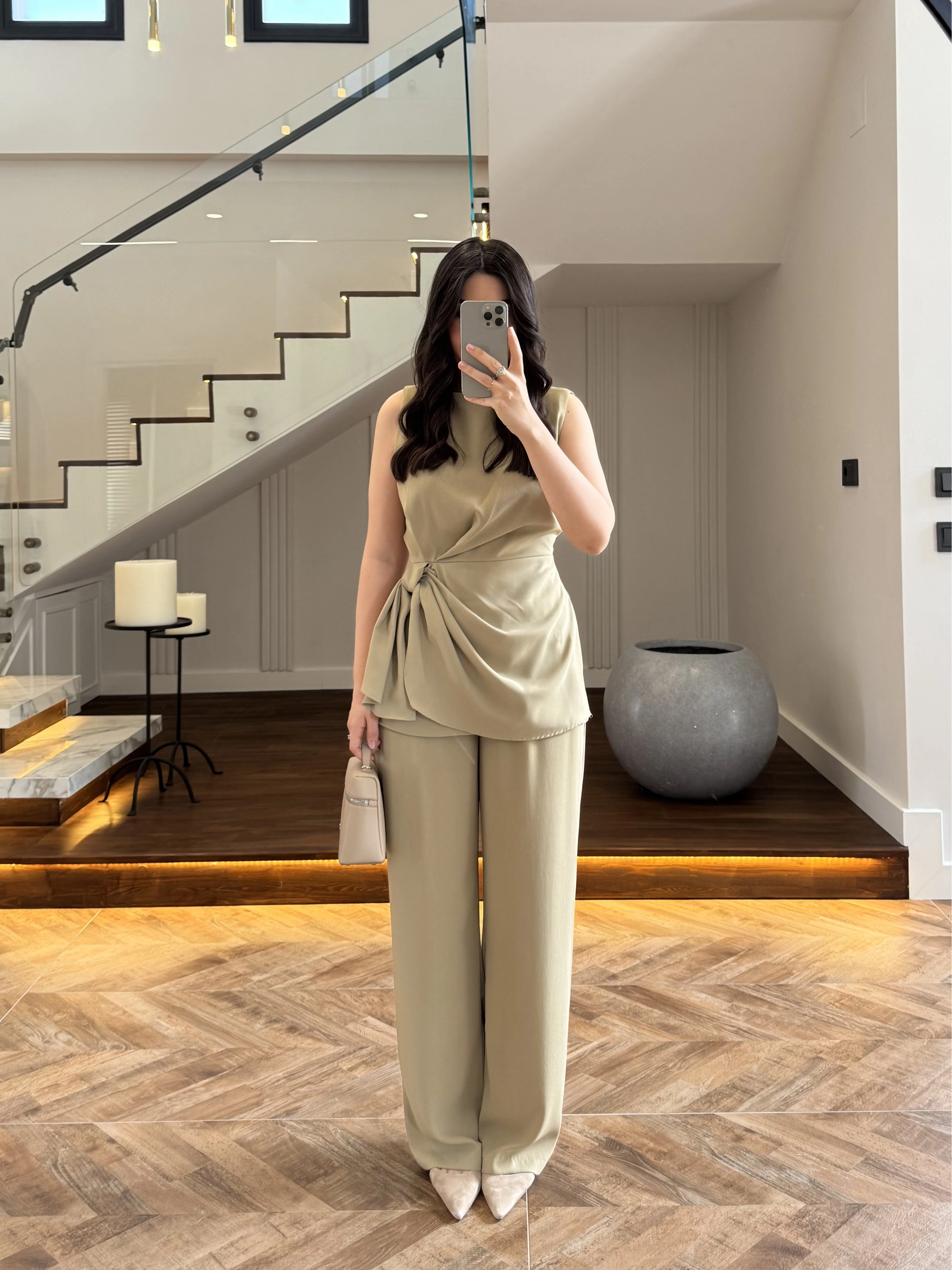 TASARIM BLUZ PANTOLON TAKIM MİNT-9083