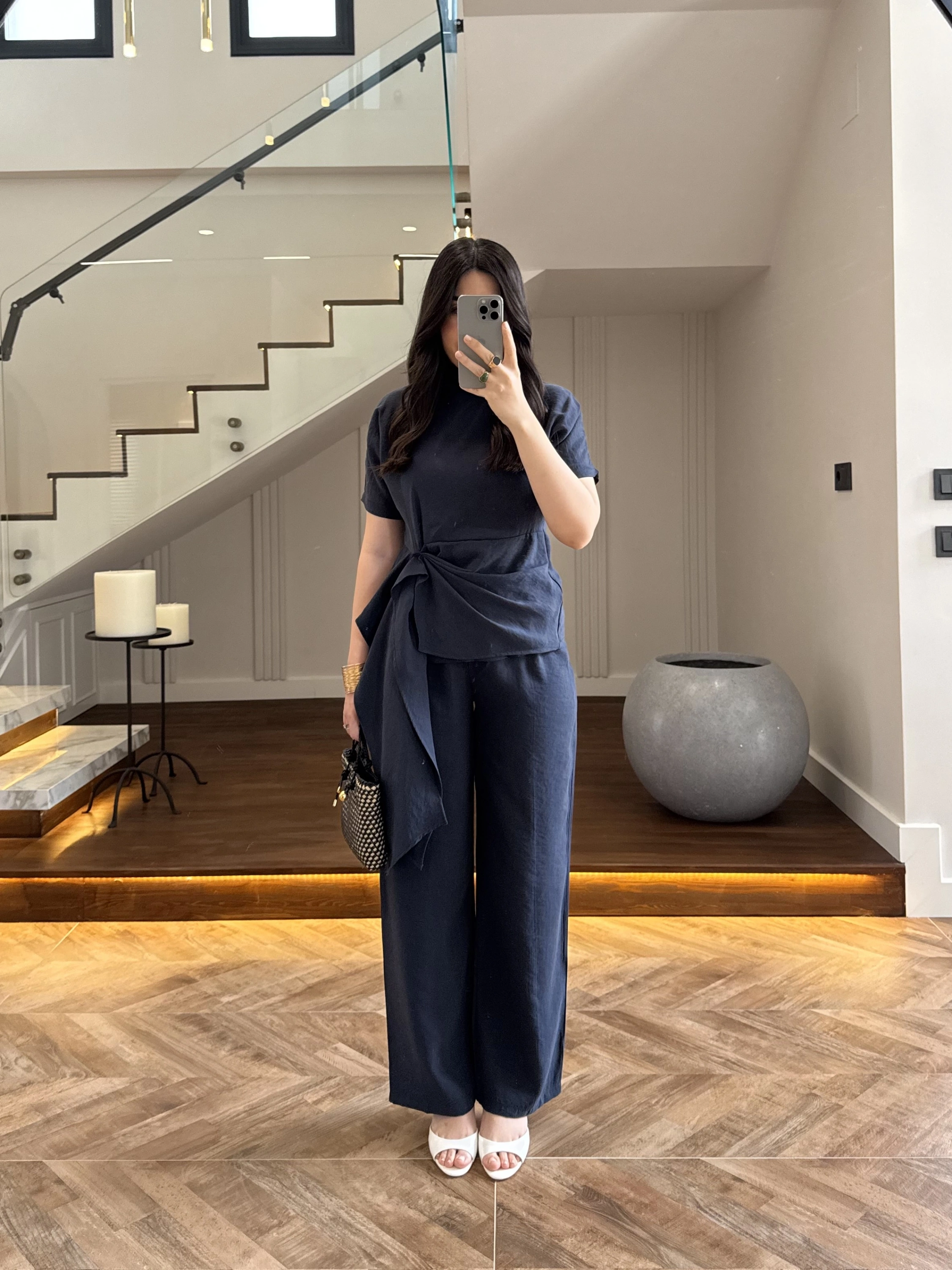 LACİVERT DİK YAKA TASARIM TAKIM-9154