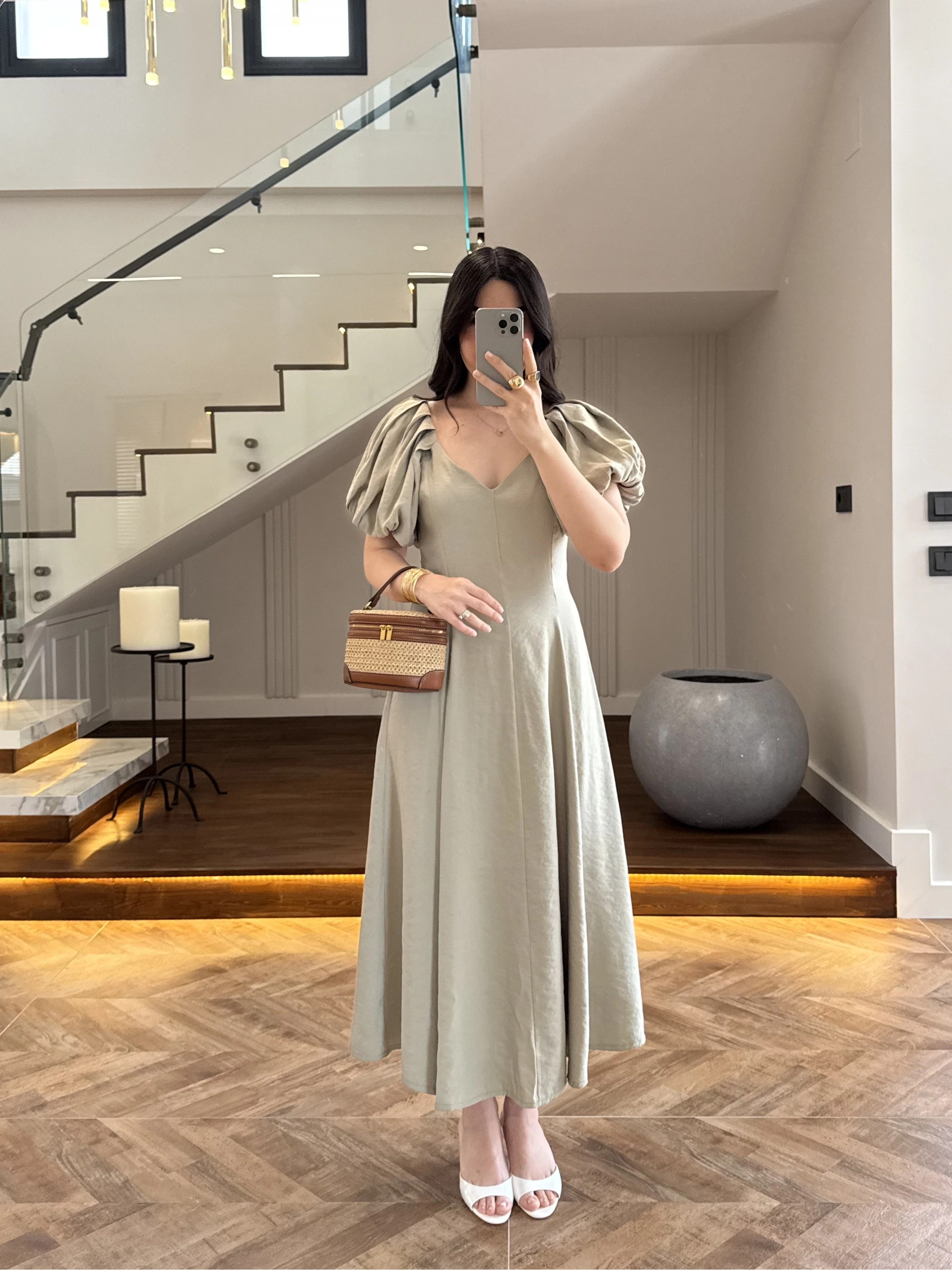MİNT BALON KOL ELBİSE-2384