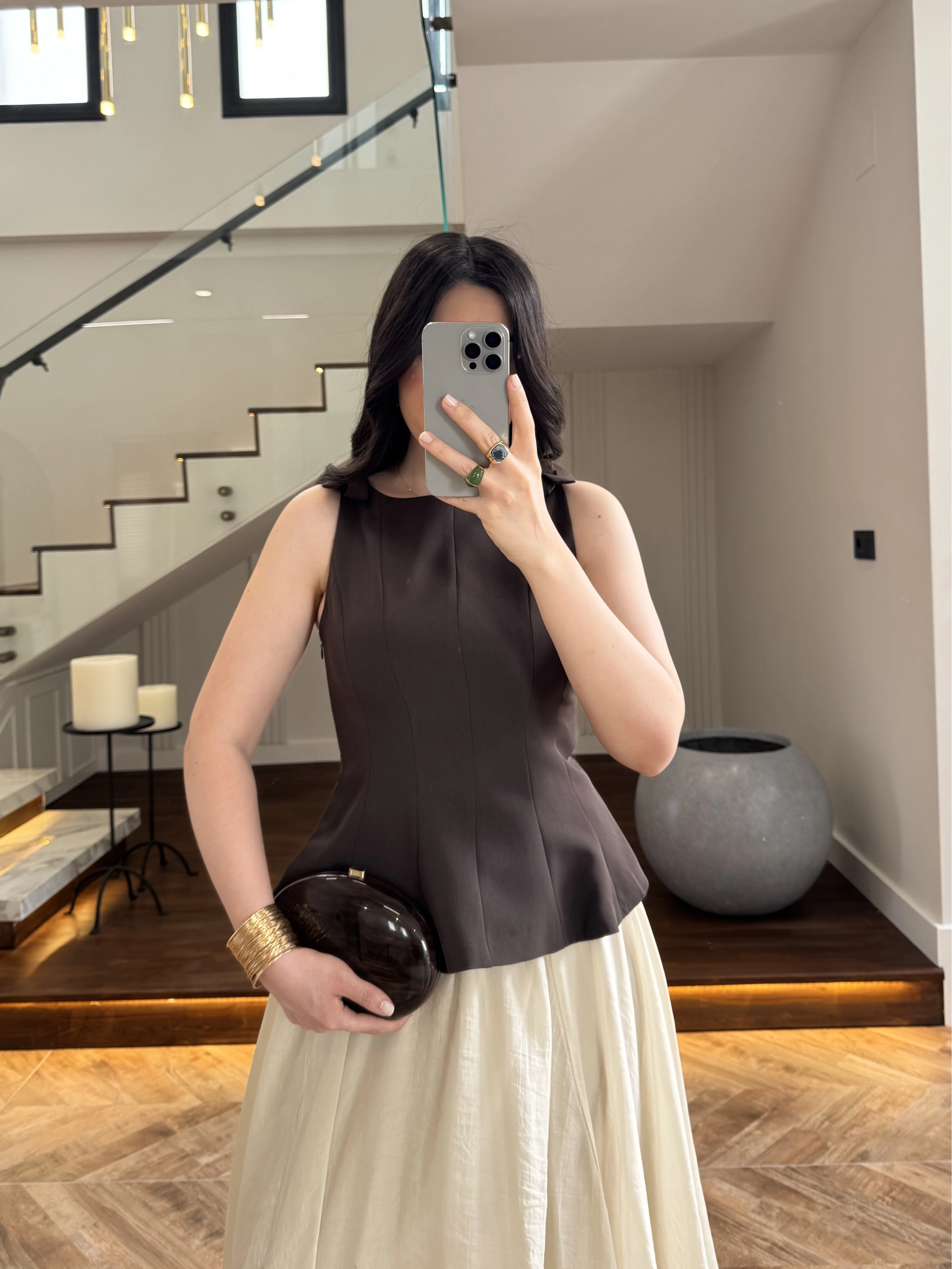 FİYONKLU BLUZ KAHVE-5503