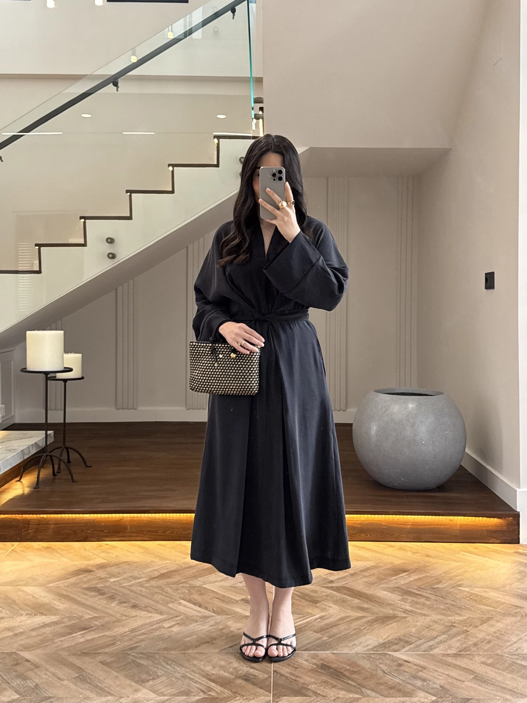 SİYAH KUŞAKLI ELBİSE-3412