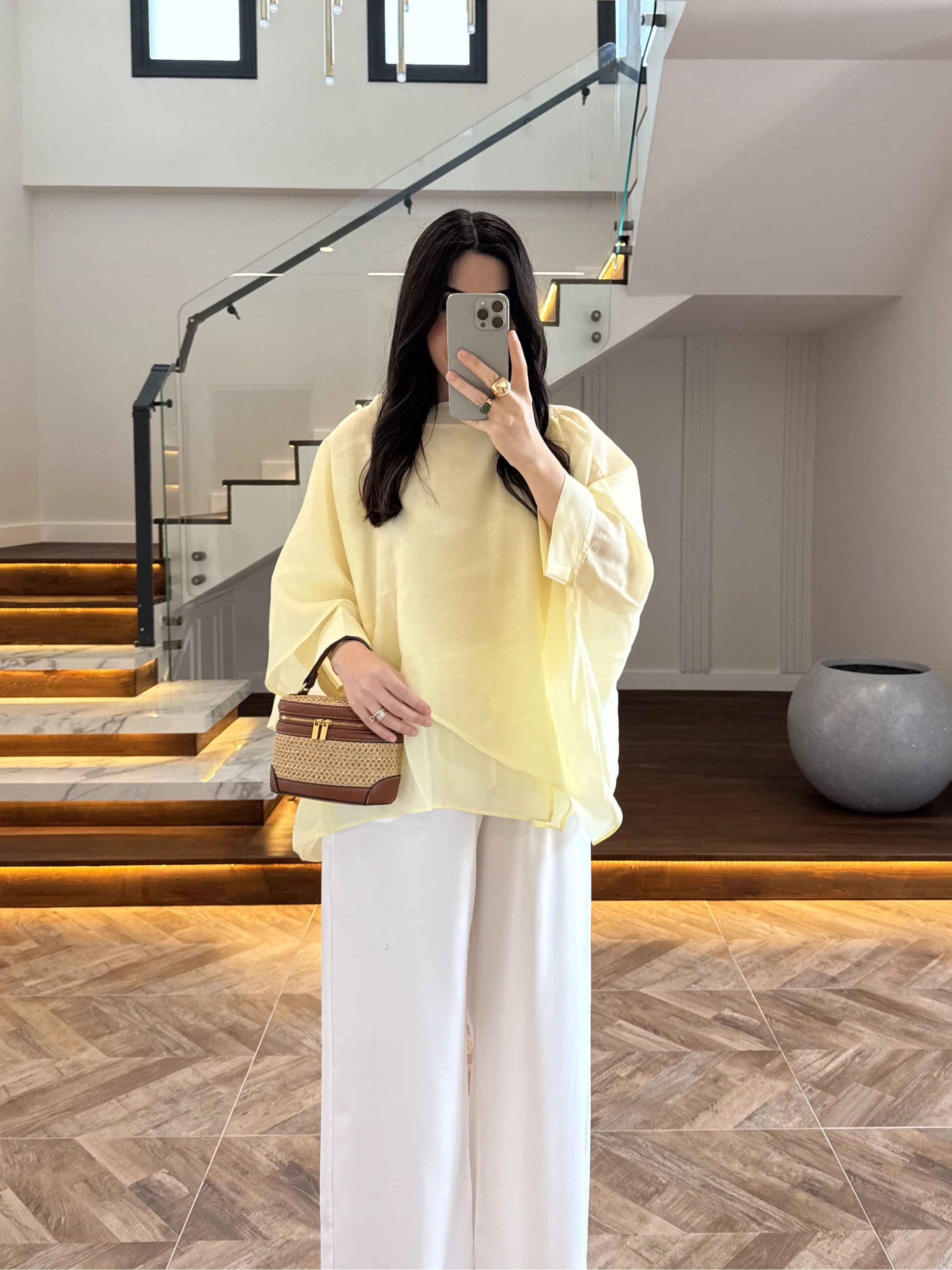SARI UÇUŞAN PELERİN BLUZ-5026