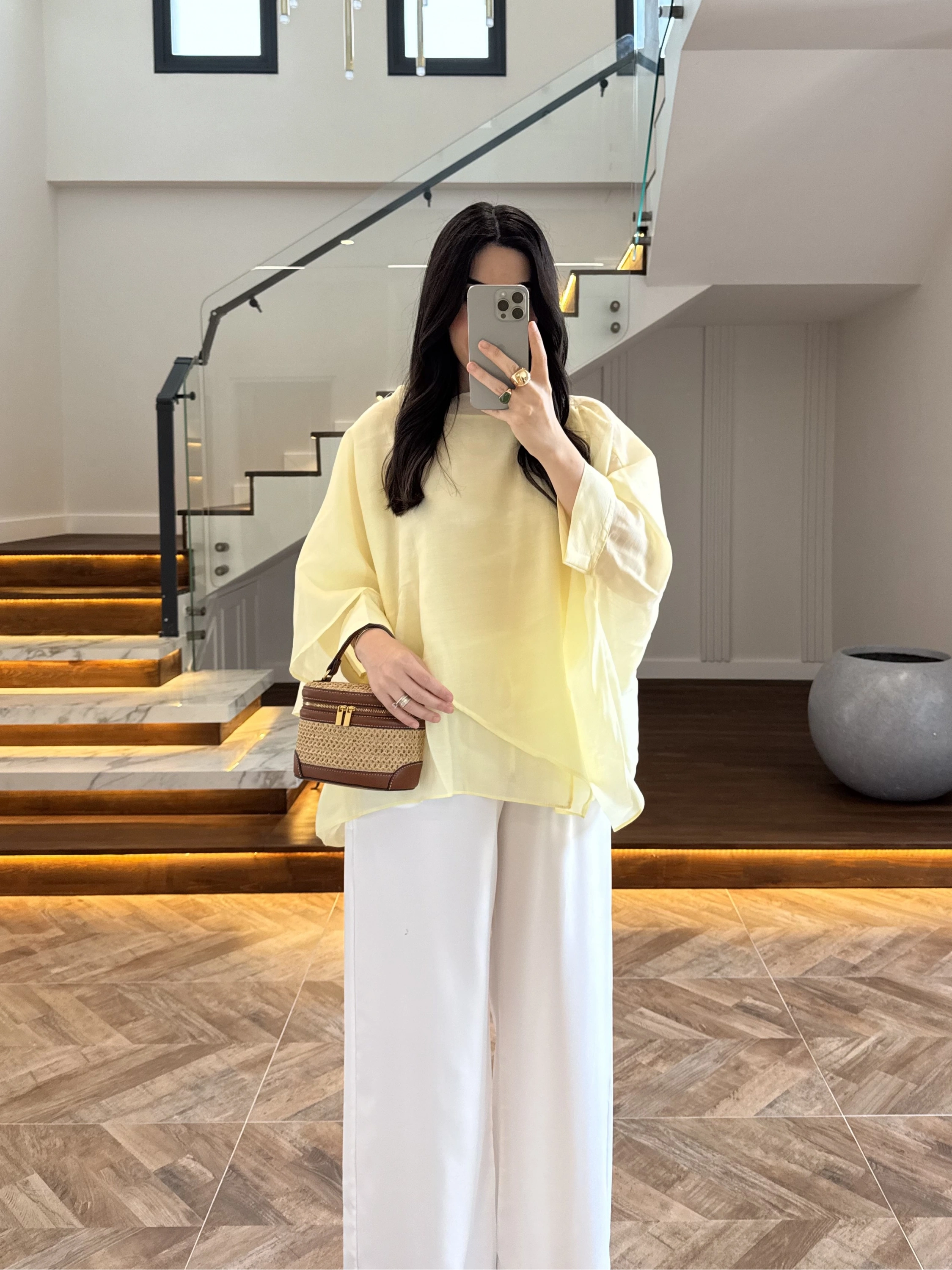 SARI UÇUŞAN PELERİN BLUZ-5026