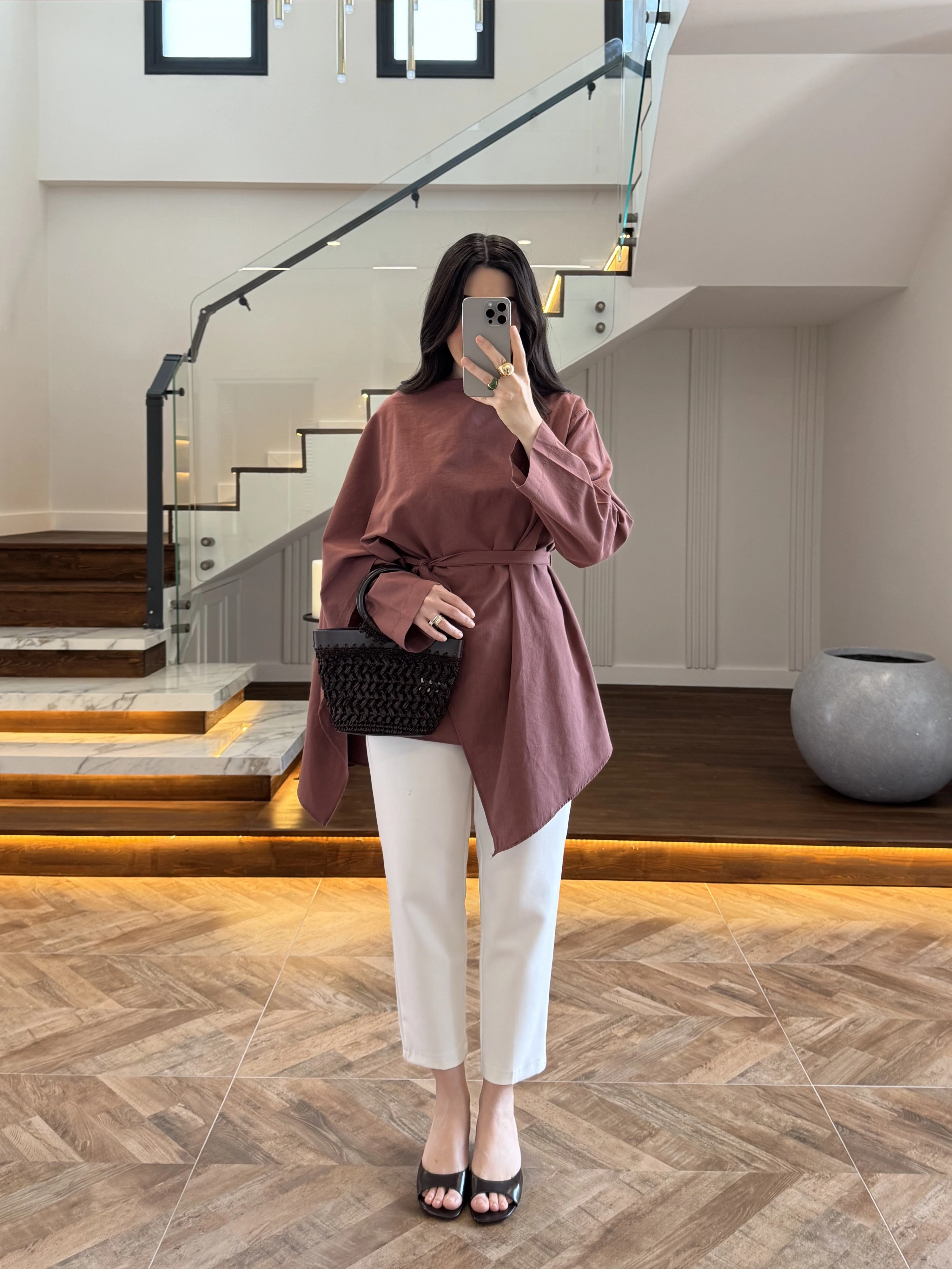 KİREMİT FULAR DETAY TUNİK-5479