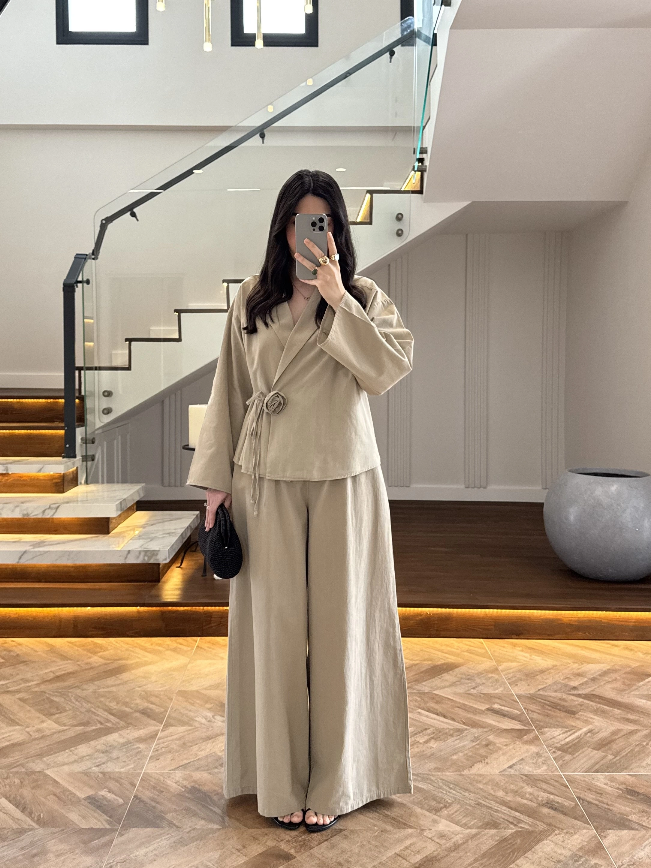 VİZON GÜL DETAY CROP TAKIM-9088