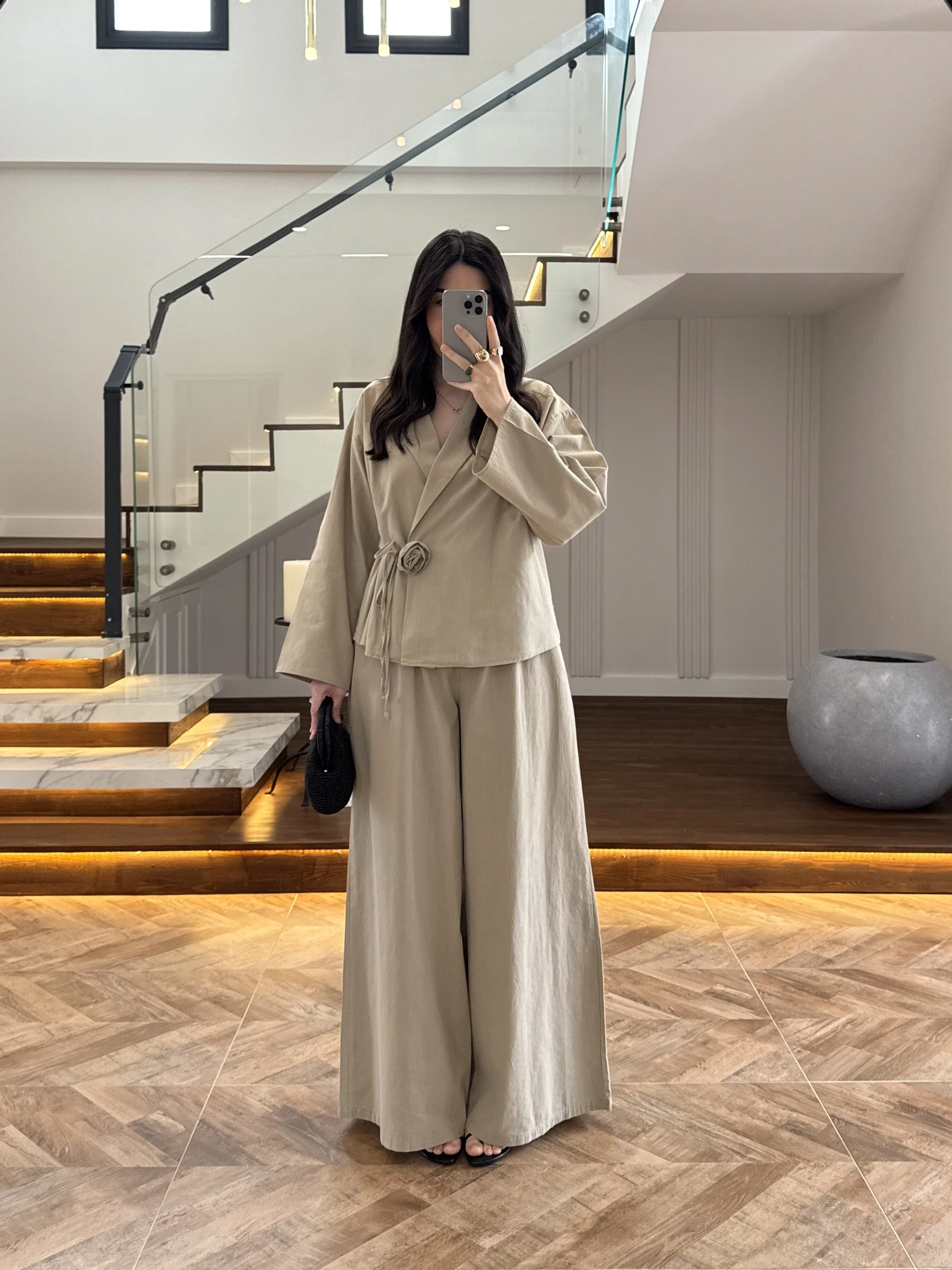 VİZON GÜL DETAY CROP TAKIM-9088