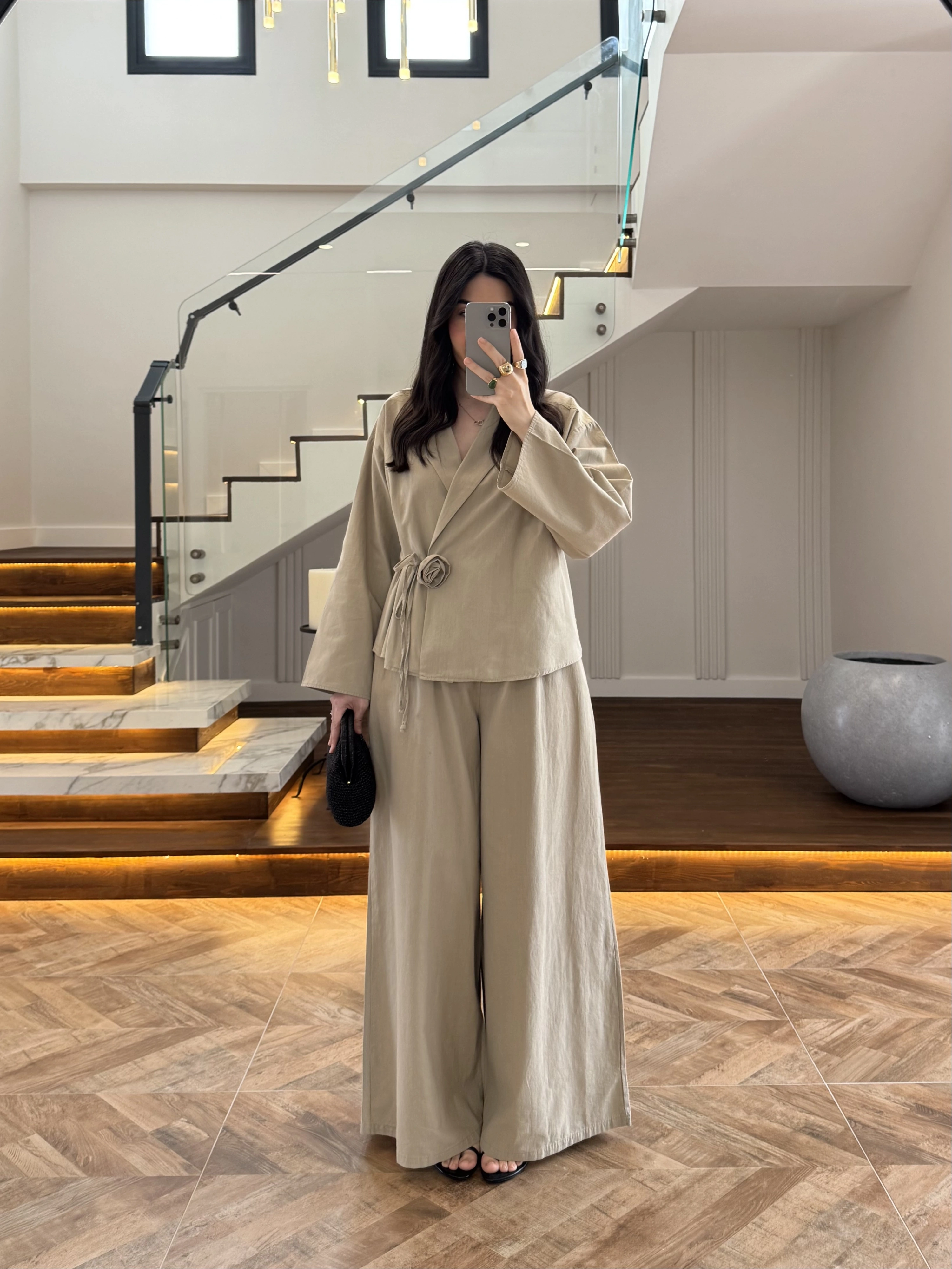 VİZON GÜL DETAY CROP TAKIM-9088