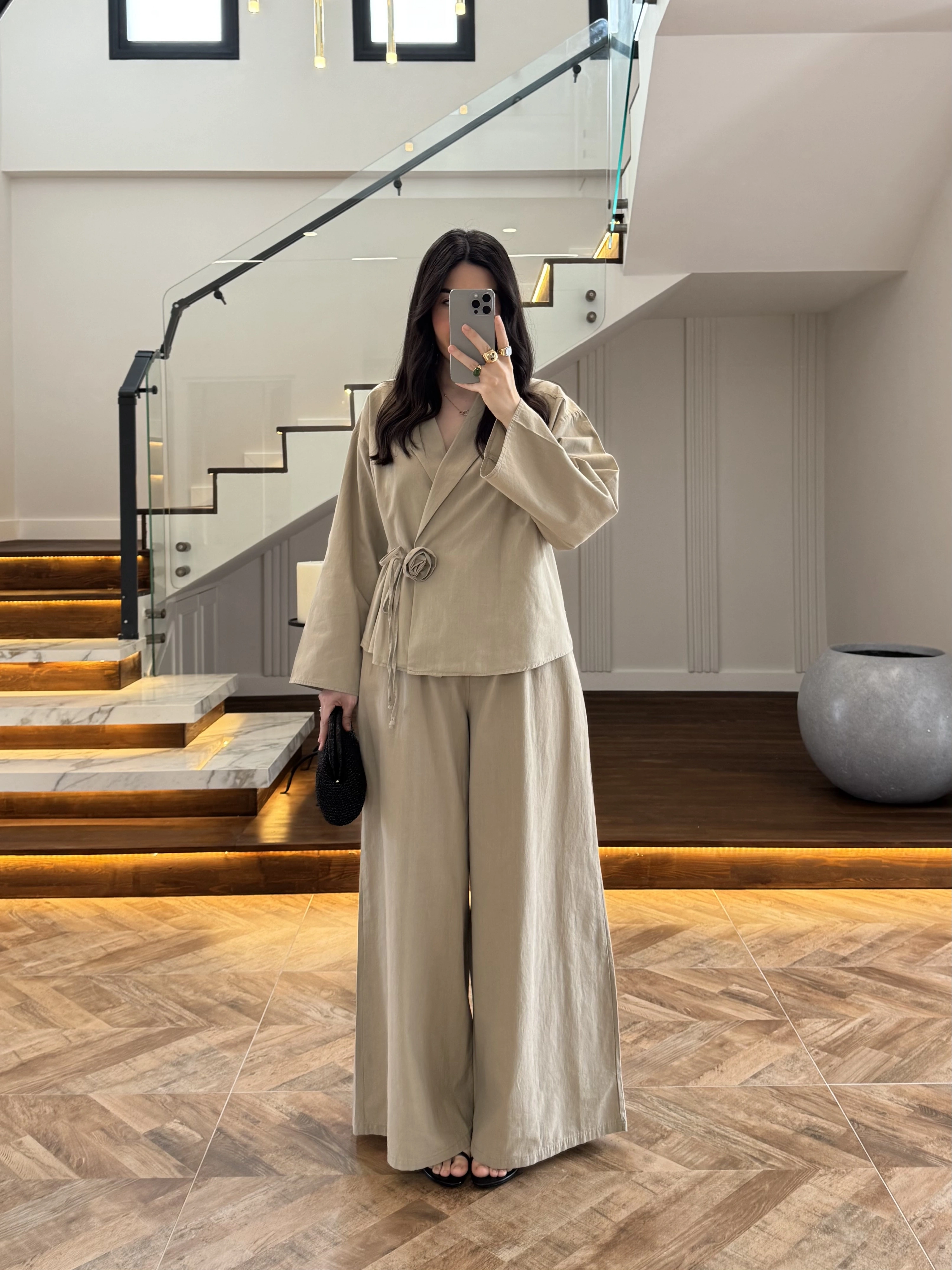 VİZON GÜL DETAY CROP TAKIM-9088