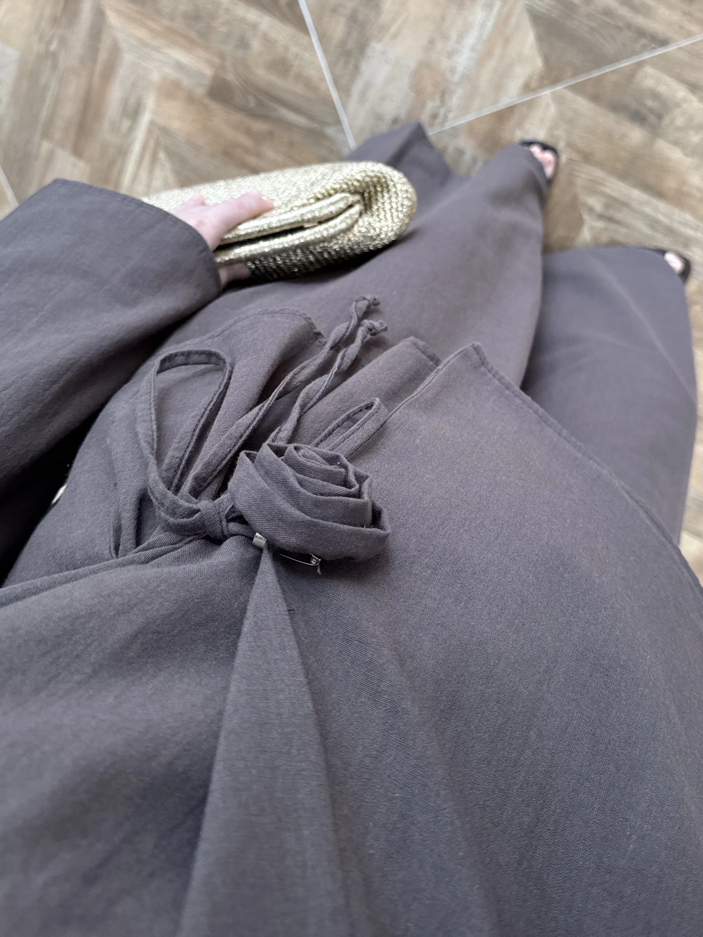 KAHVE GÜL DETAY CROP TAKIM-9088