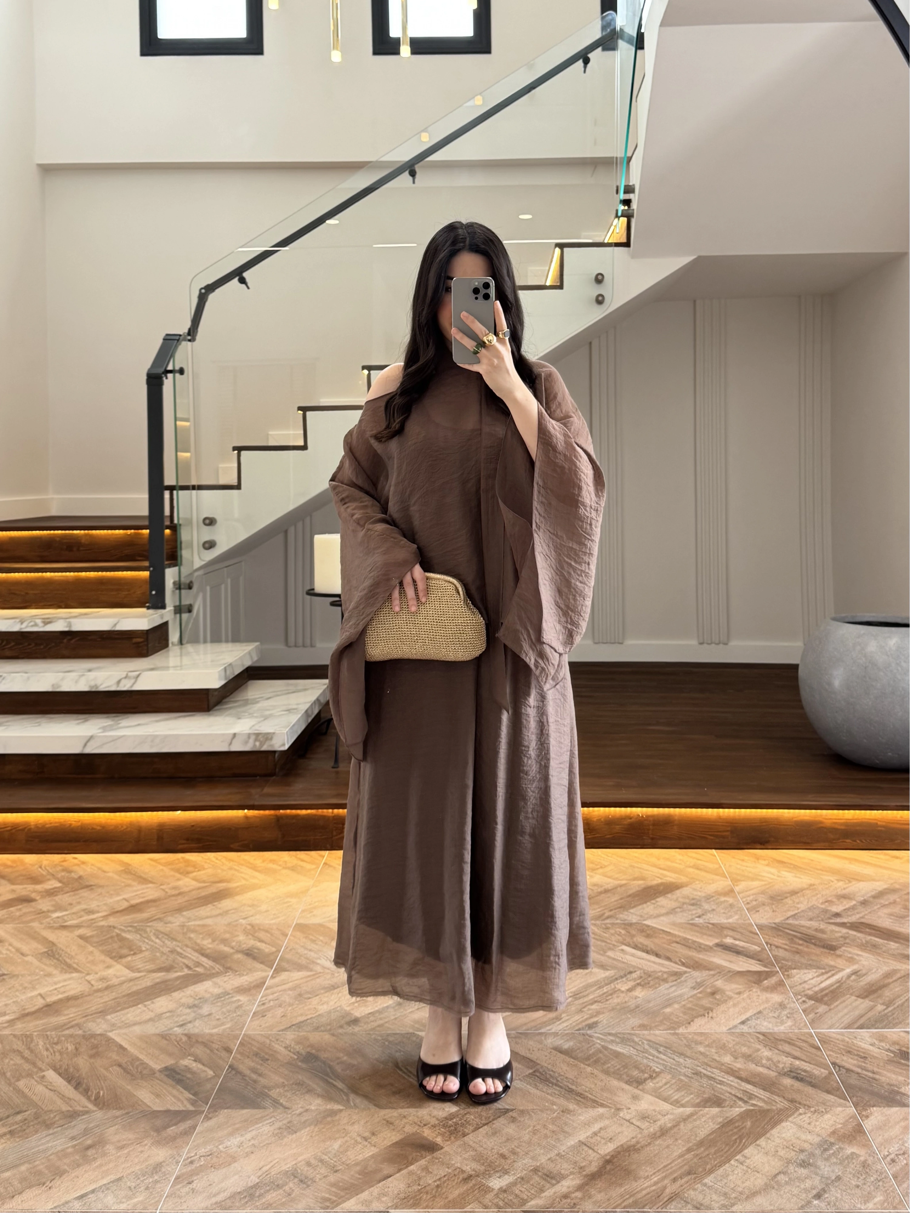 KAHVE BLUZLU ELBİSE TAKIM-51361