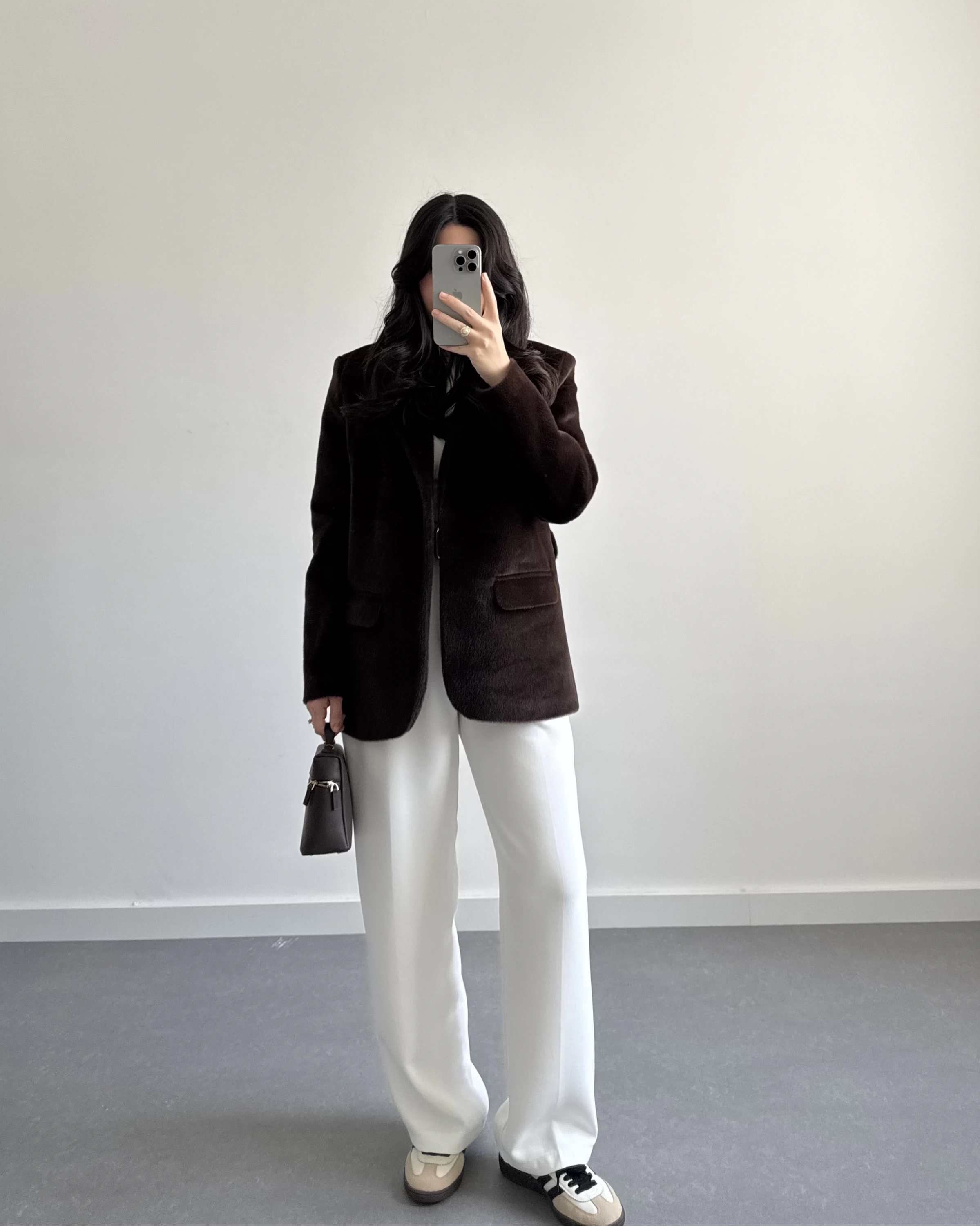 Acı Kahve Astarlı Kemerli Peluş Tüylü Ceket