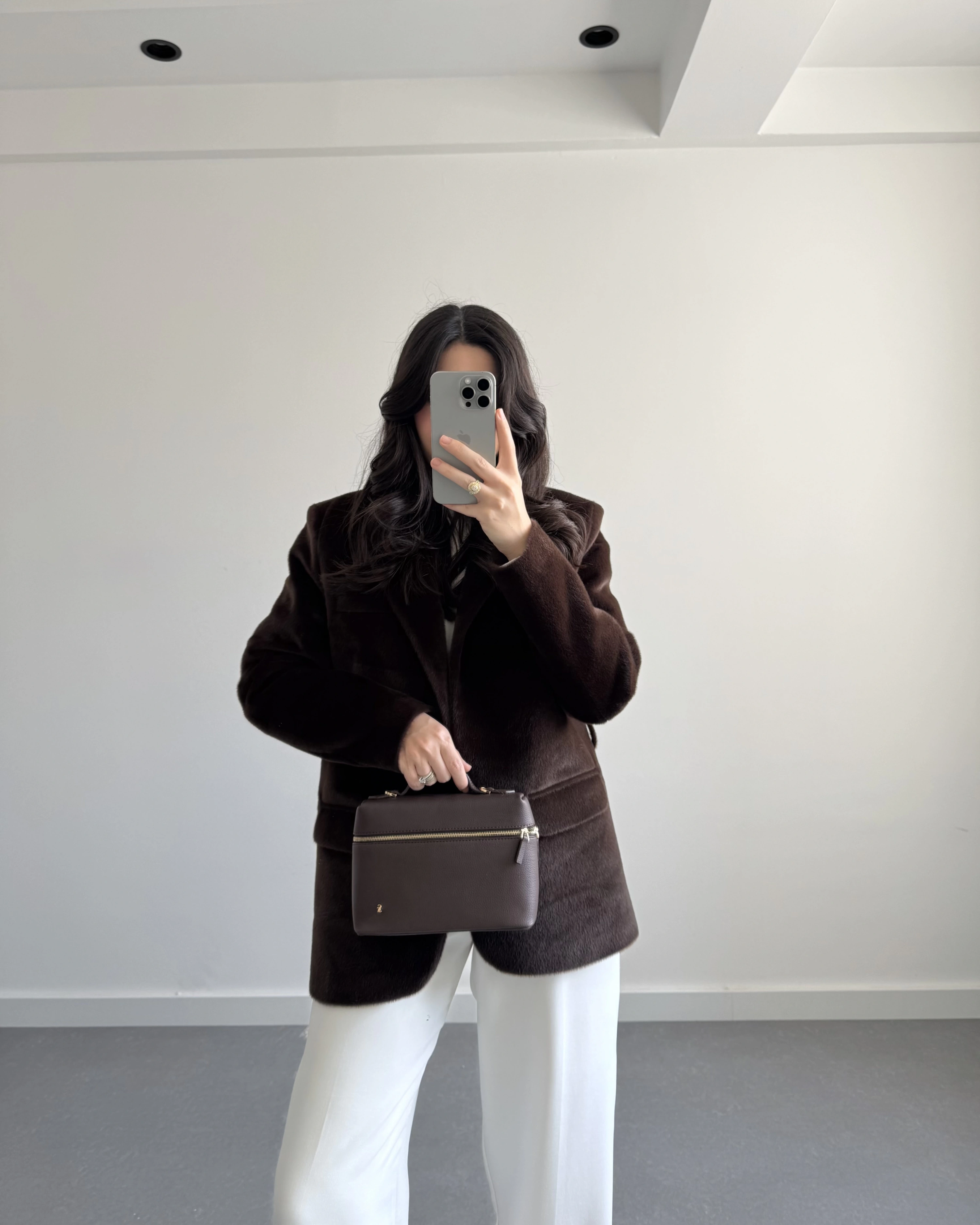 Acı Kahve Astarlı Kemerli Peluş Tüylü Ceket