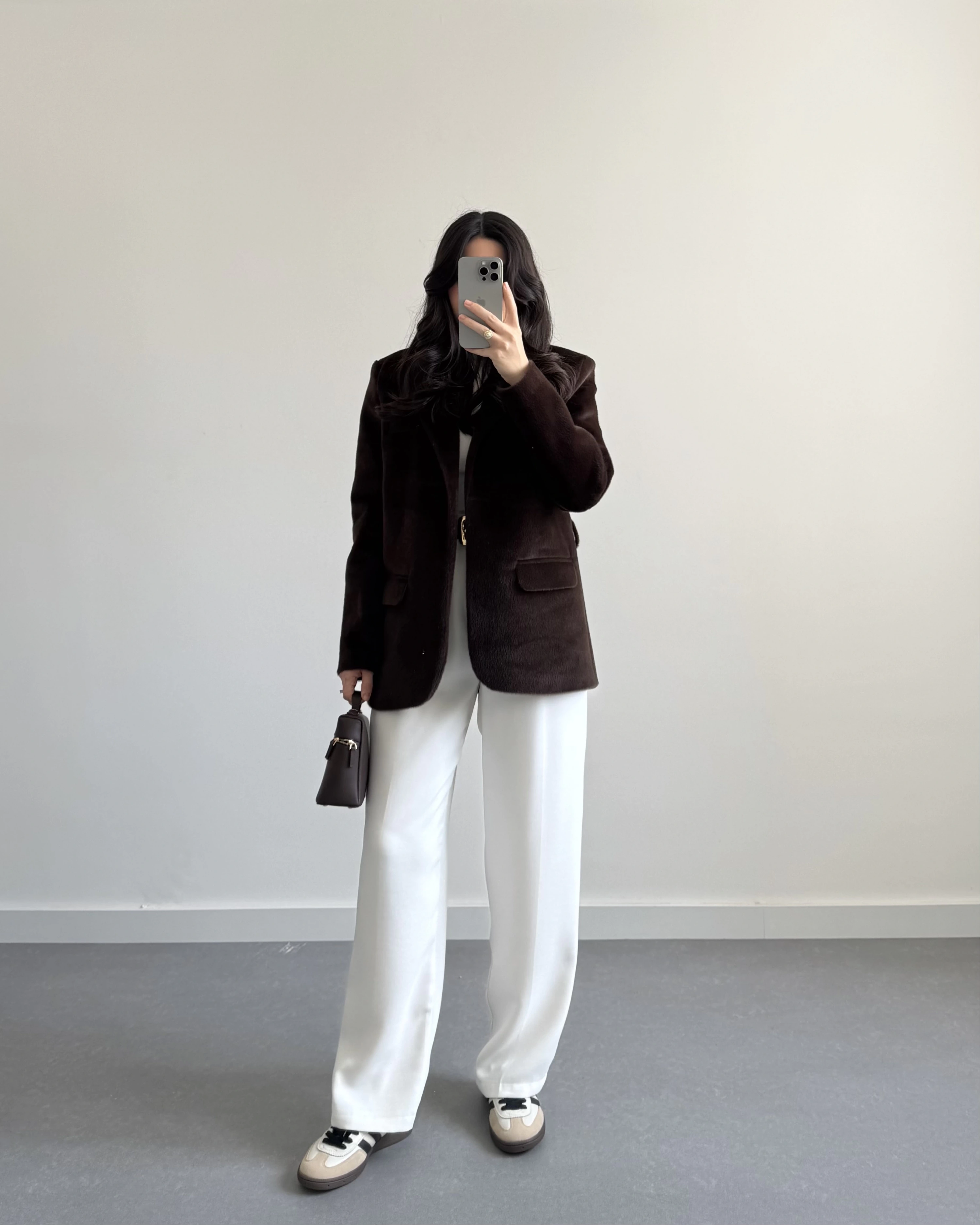 Acı Kahve Astarlı Kemerli Peluş Tüylü Ceket