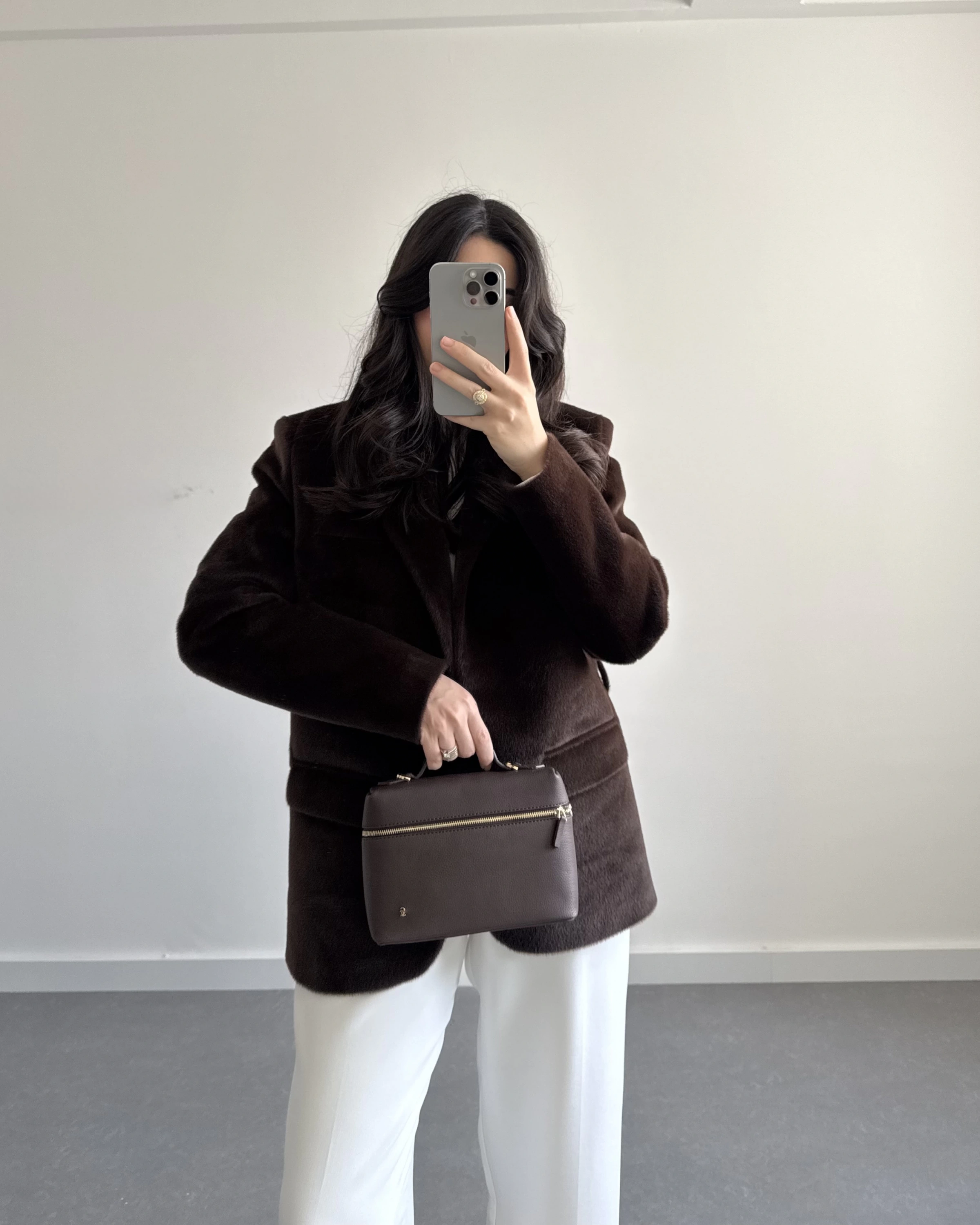 Acı Kahve Astarlı Kemerli Peluş Tüylü Ceket