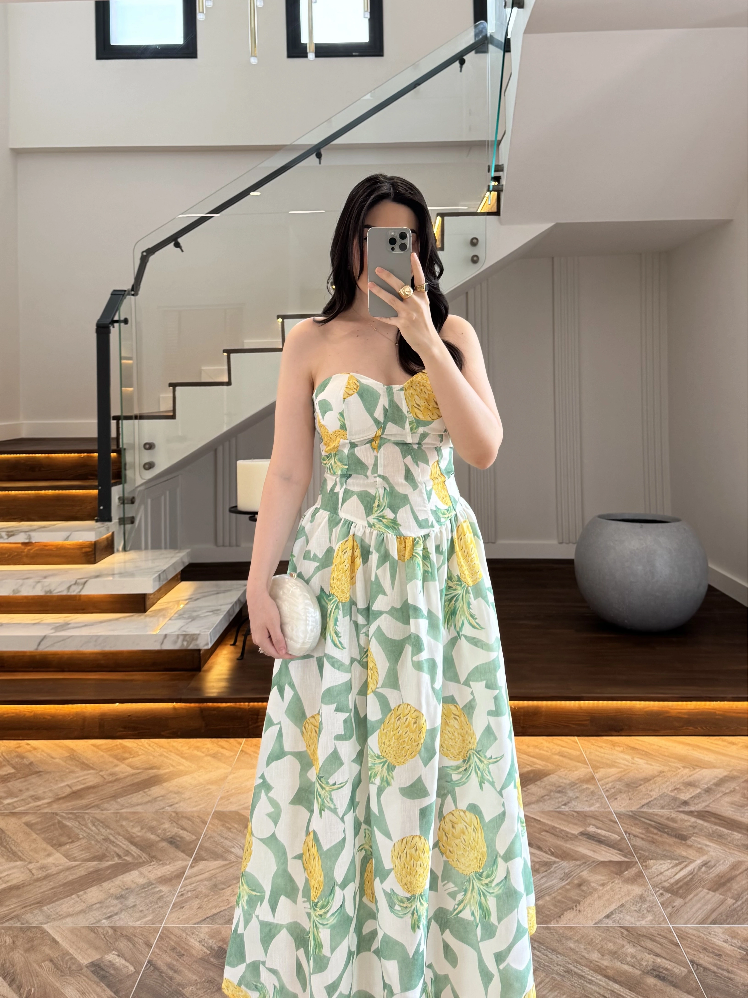 ANANAS DESENLİ ELBİSE -4221